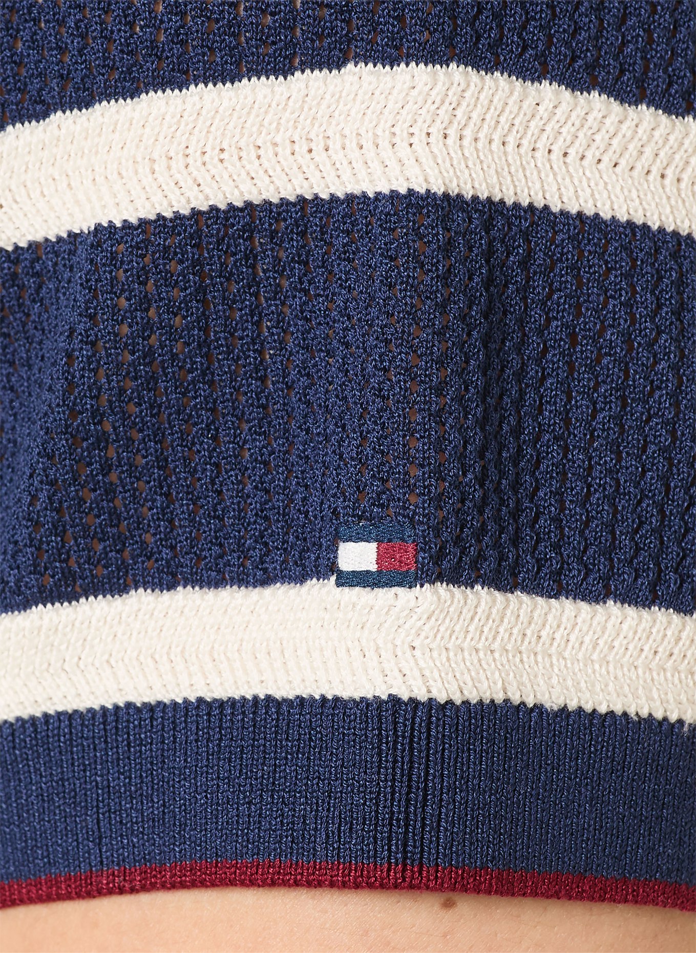 TOMMY HILFIGER Gebreid shirt: DONKERBLAUW / WIT