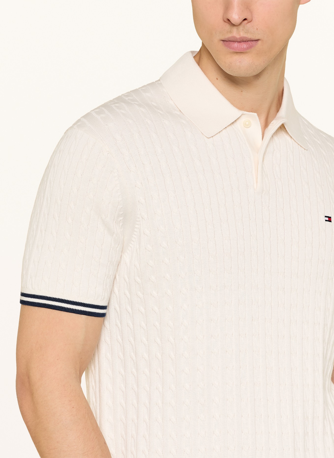TOMMY HILFIGER Strick-Poloshirt: WEISS