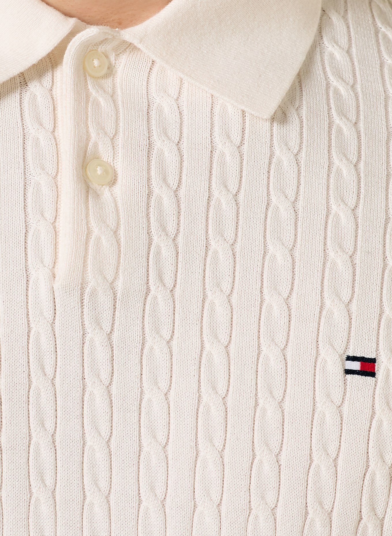 TOMMY HILFIGER Strick-Poloshirt: WEISS