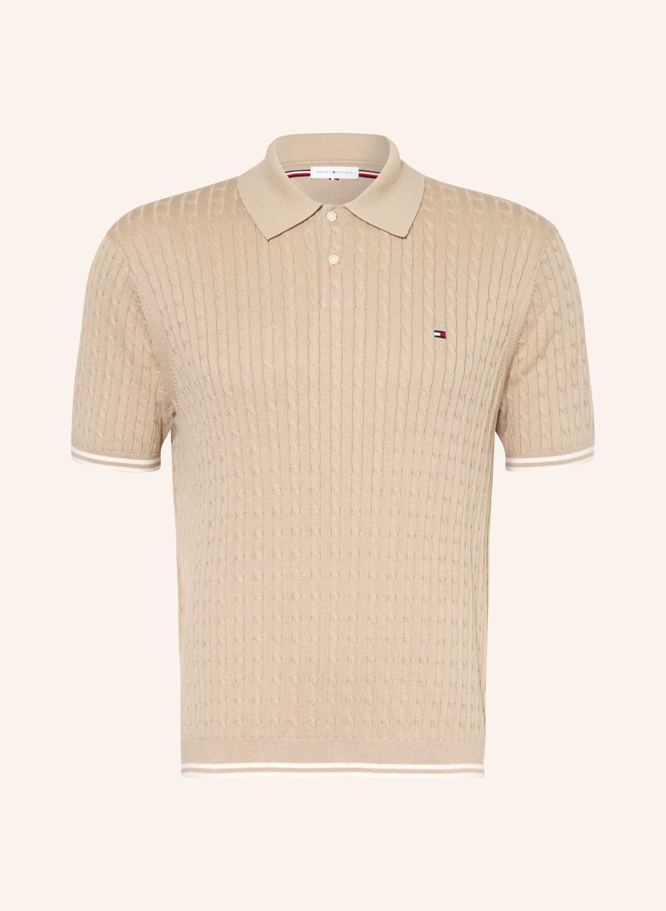 TOMMY HILFIGER Strick-Poloshirt: HELLBRAUN