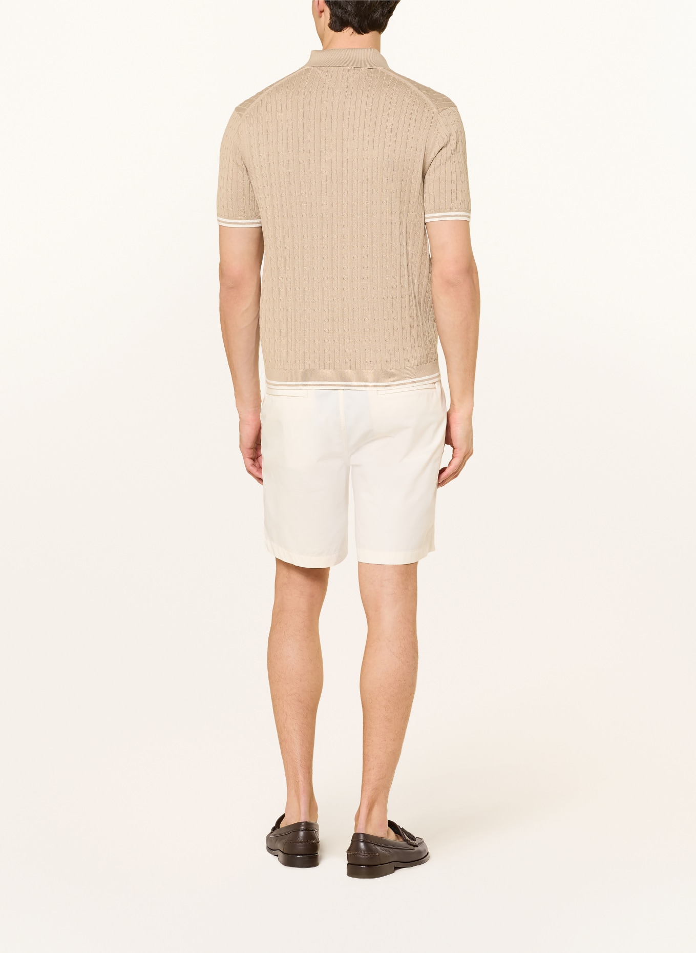 TOMMY HILFIGER Strick-Poloshirt: HELLBRAUN