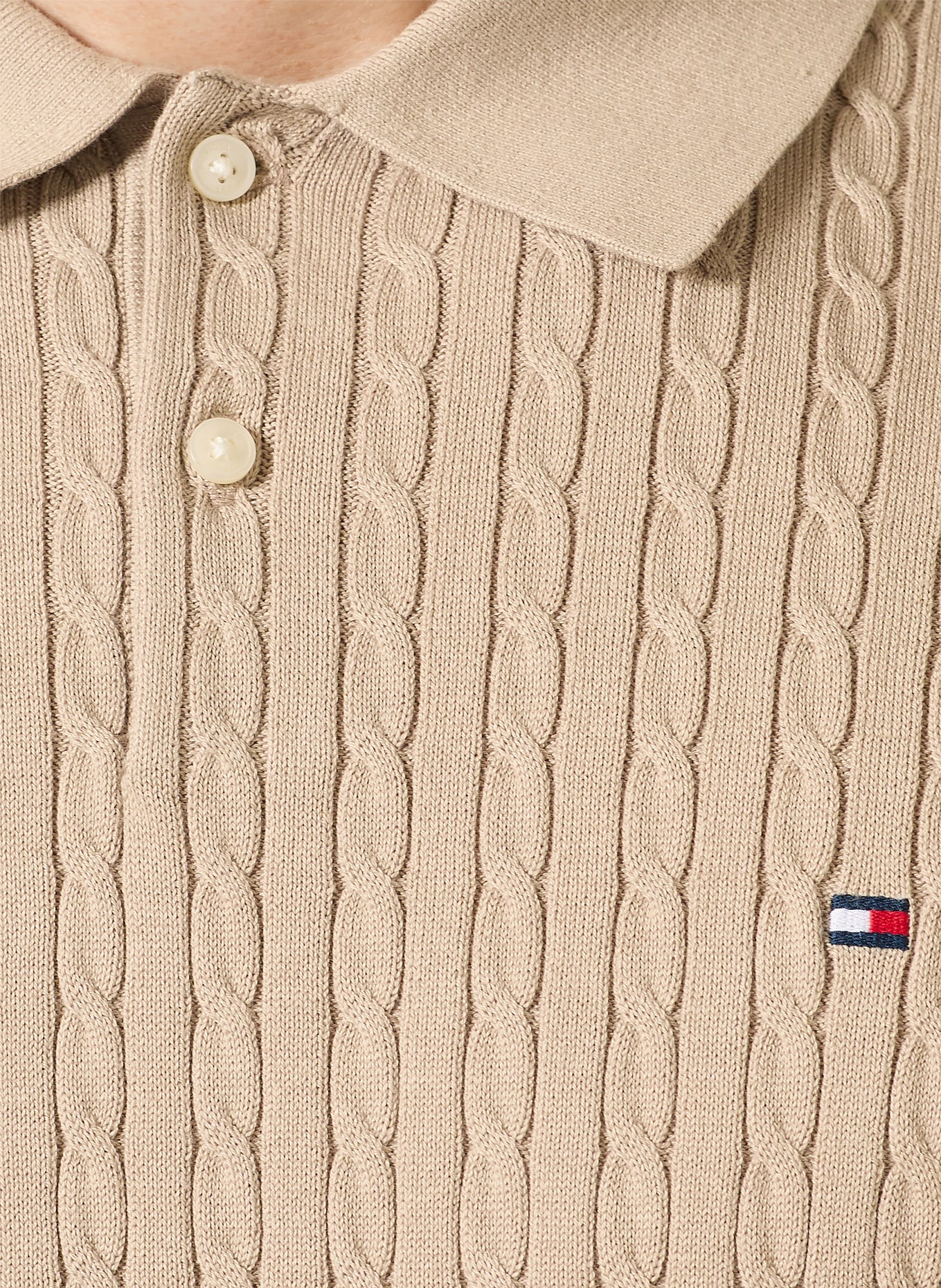 TOMMY HILFIGER Strick-Poloshirt: HELLBRAUN