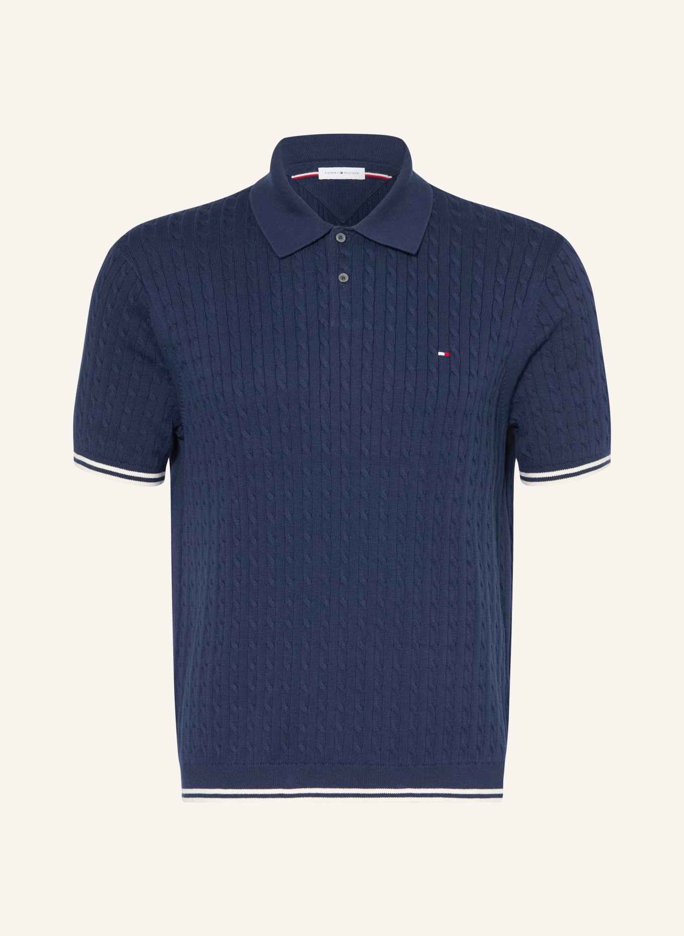 TOMMY HILFIGER Strick-Poloshirt: DUNKELBLAU