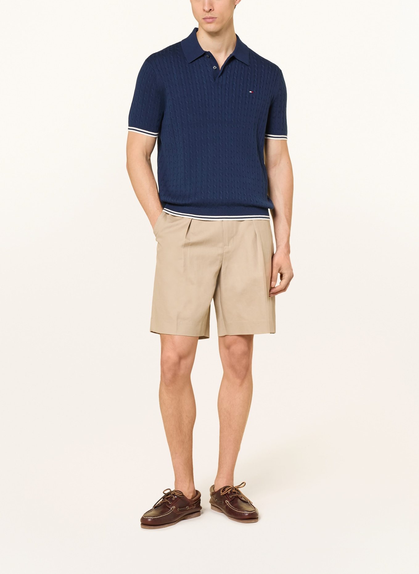 TOMMY HILFIGER Strick-Poloshirt: DUNKELBLAU
