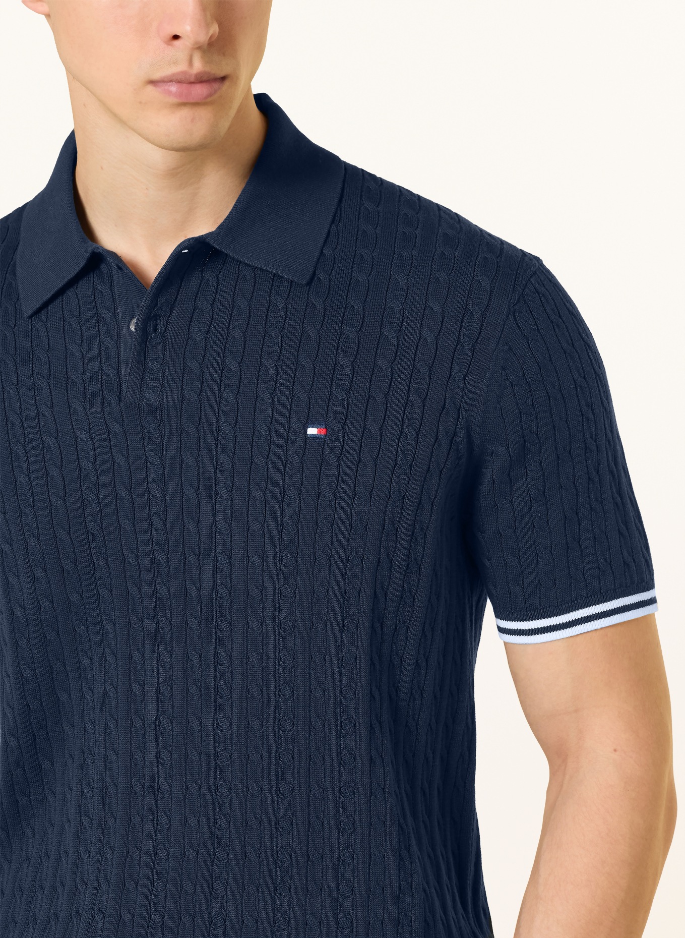TOMMY HILFIGER Strick-Poloshirt: DUNKELBLAU