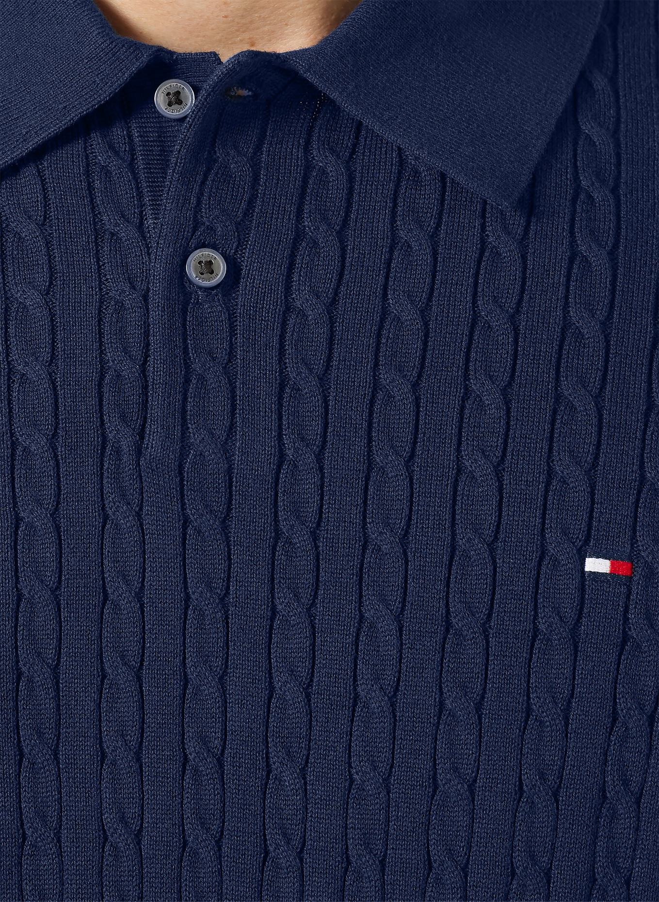 TOMMY HILFIGER Strick-Poloshirt: DUNKELBLAU