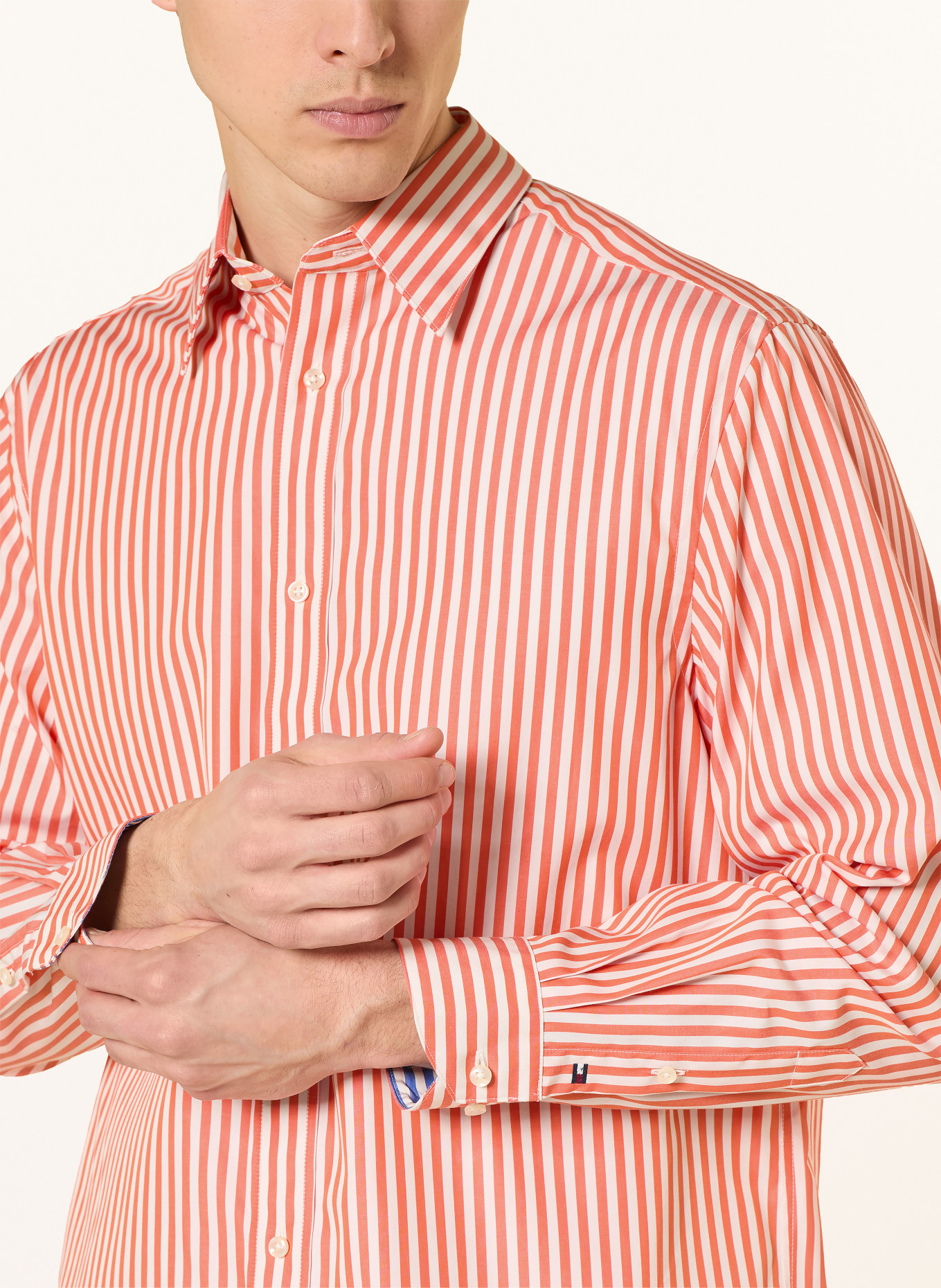 TOMMY HILFIGER Hemd Comfort Fit: ORANGE / WEISS