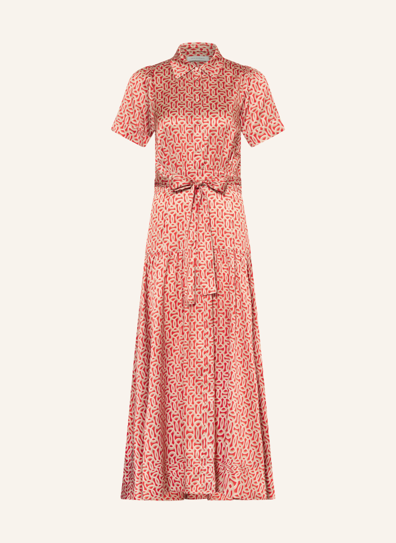 dea kudibal Hedvábné šaty LUNADEA: ČERVENÁ / VELBLOUDÍ / BÉŽOVÁ