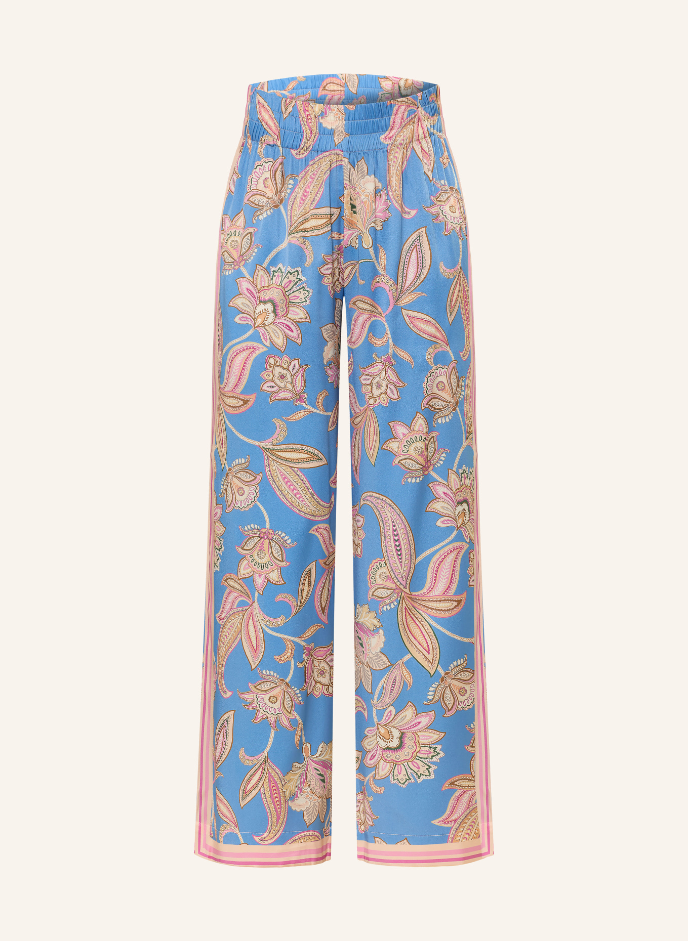 dea kudibal Seidenhose MARGODEA mit Galonstreifen: HELLBLAU / ROSA / BEIGE