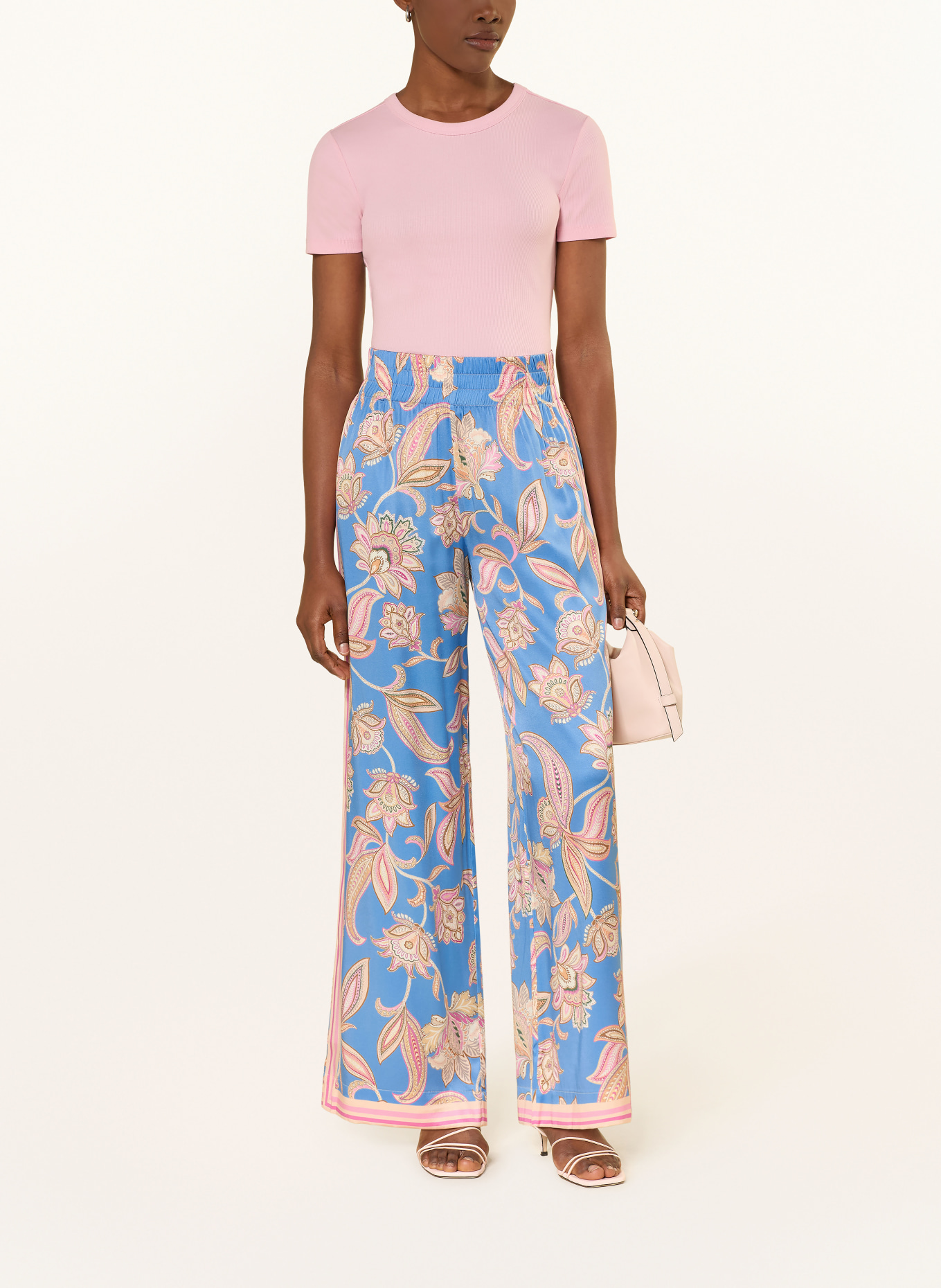 dea kudibal Seidenhose MARGODEA mit Galonstreifen: HELLBLAU / ROSA / BEIGE