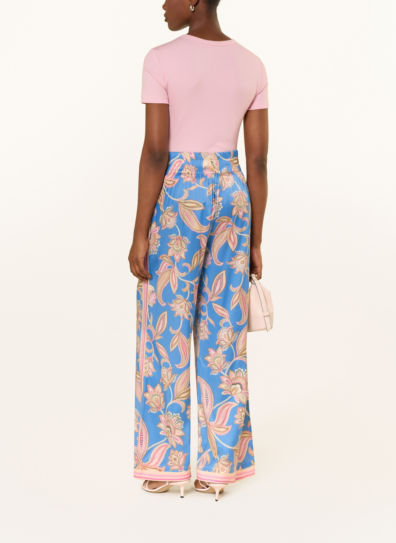 dea kudibal Seidenhose MARGODEA mit Galonstreifen: HELLBLAU / ROSA / BEIGE