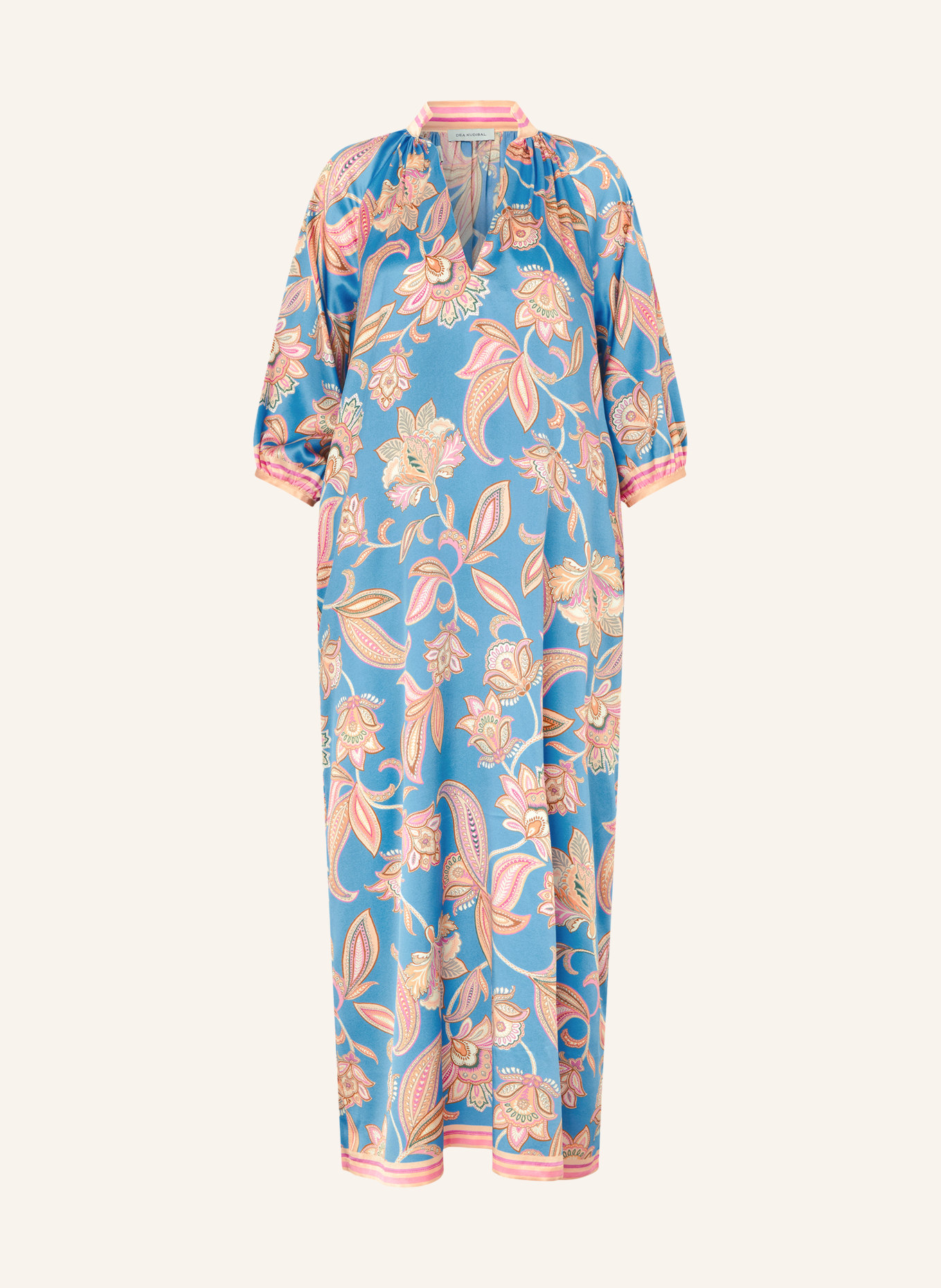 dea kudibal Seidenkleid SABRINADEA mit 3/4-Arm: HELLBLAU / ROSA / BEIGE