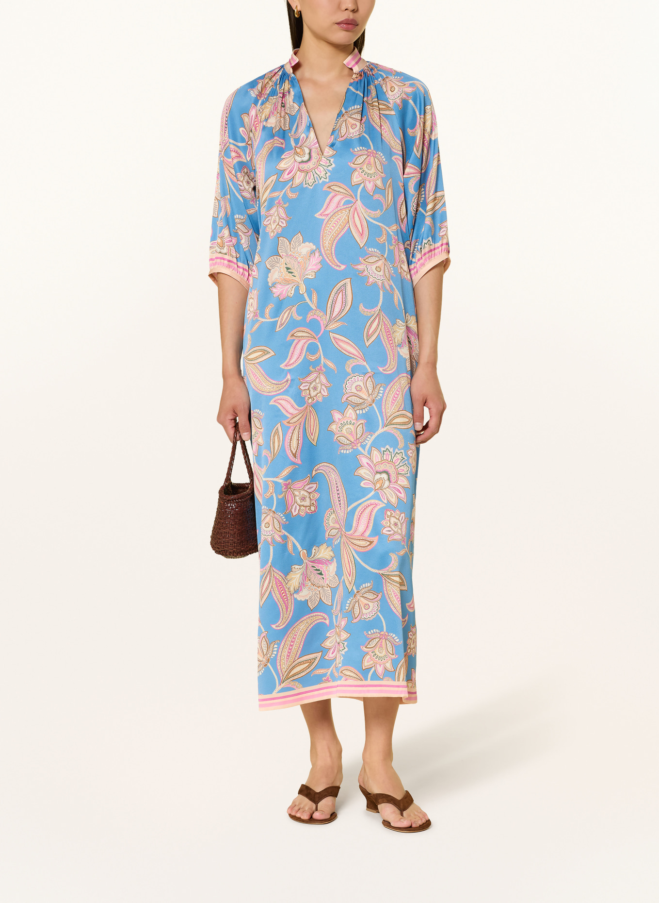 dea kudibal Seidenkleid SABRINADEA mit 3/4-Arm: HELLBLAU / ROSA / BEIGE