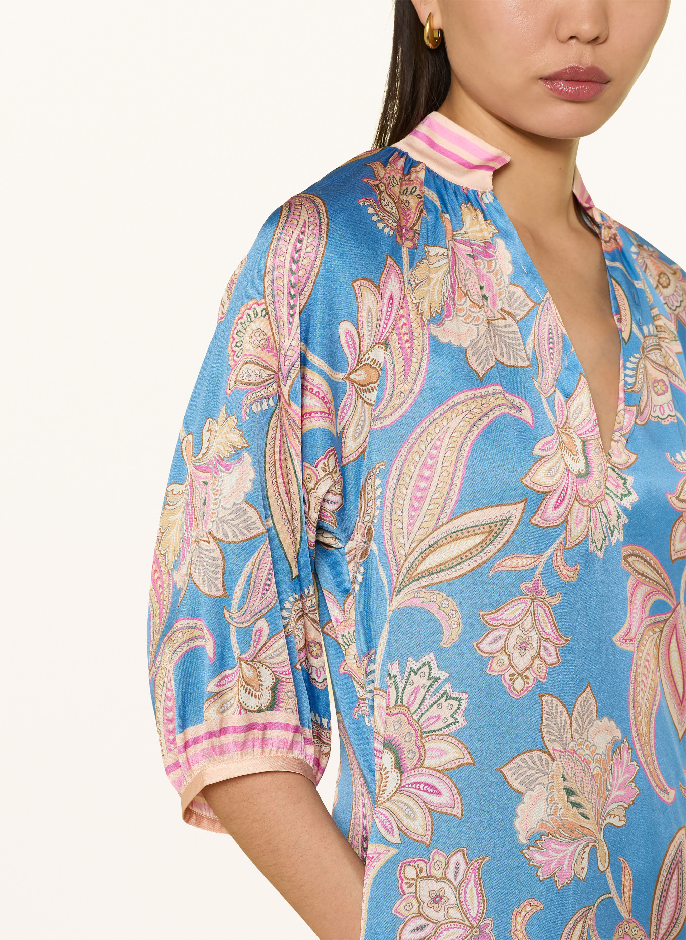 dea kudibal Seidenkleid SABRINADEA mit 3/4-Arm: HELLBLAU / ROSA / BEIGE