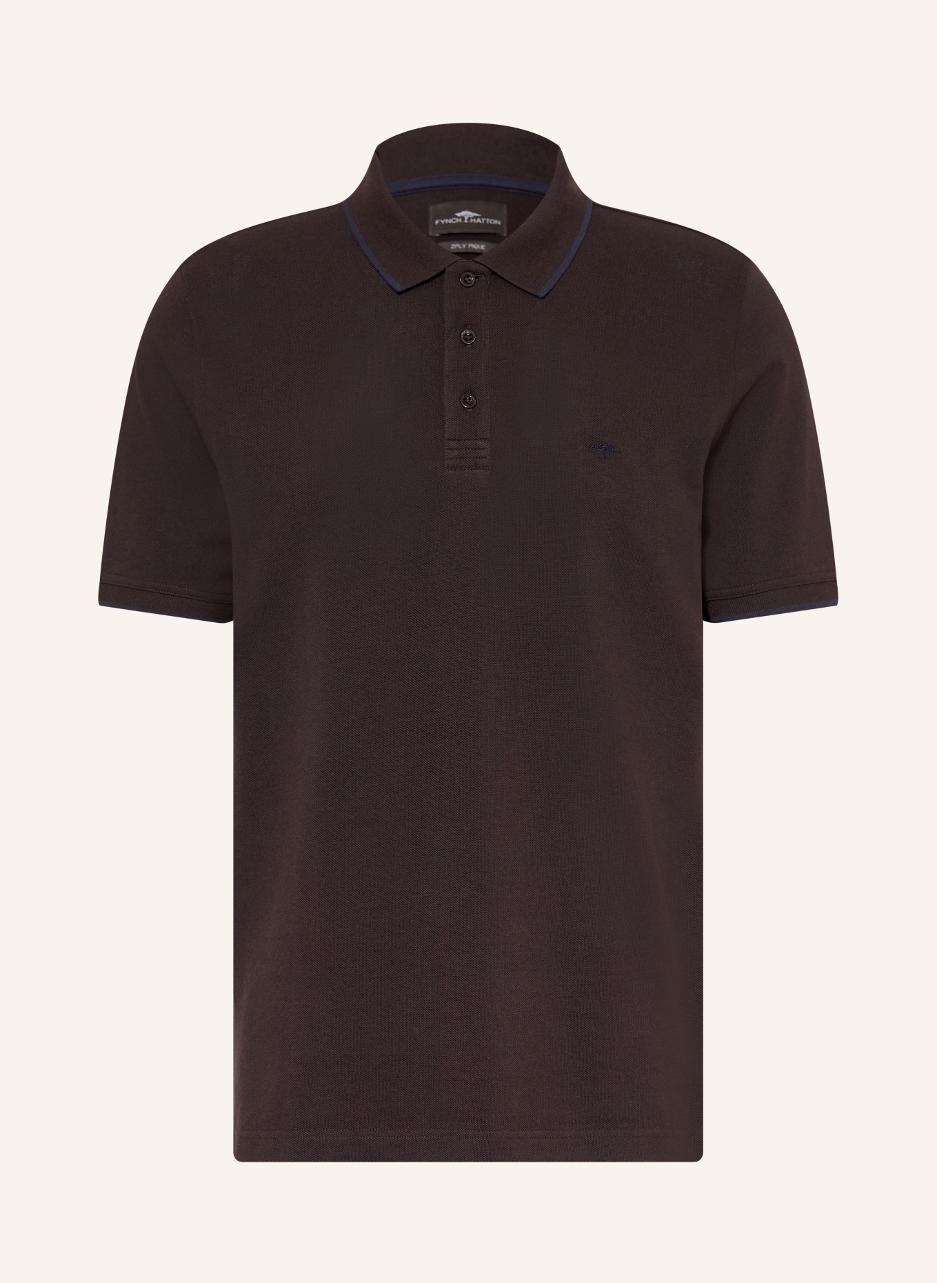 FYNCH-HATTON Picqué-Poloshirt Regular Fit: DUNKELBRAUN / DUNKELBLAU