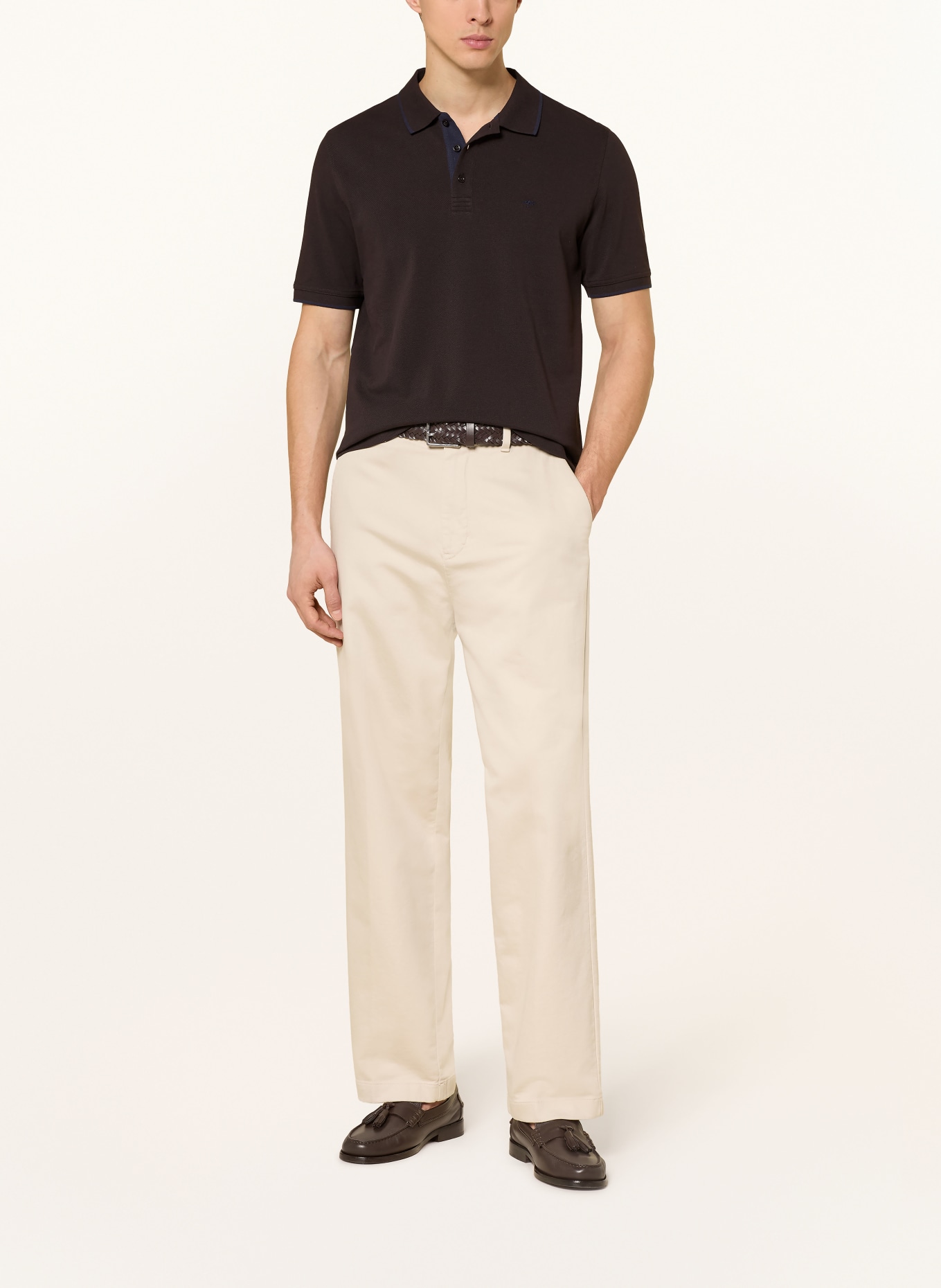 FYNCH-HATTON Picqué-Poloshirt Regular Fit: DUNKELBRAUN / DUNKELBLAU