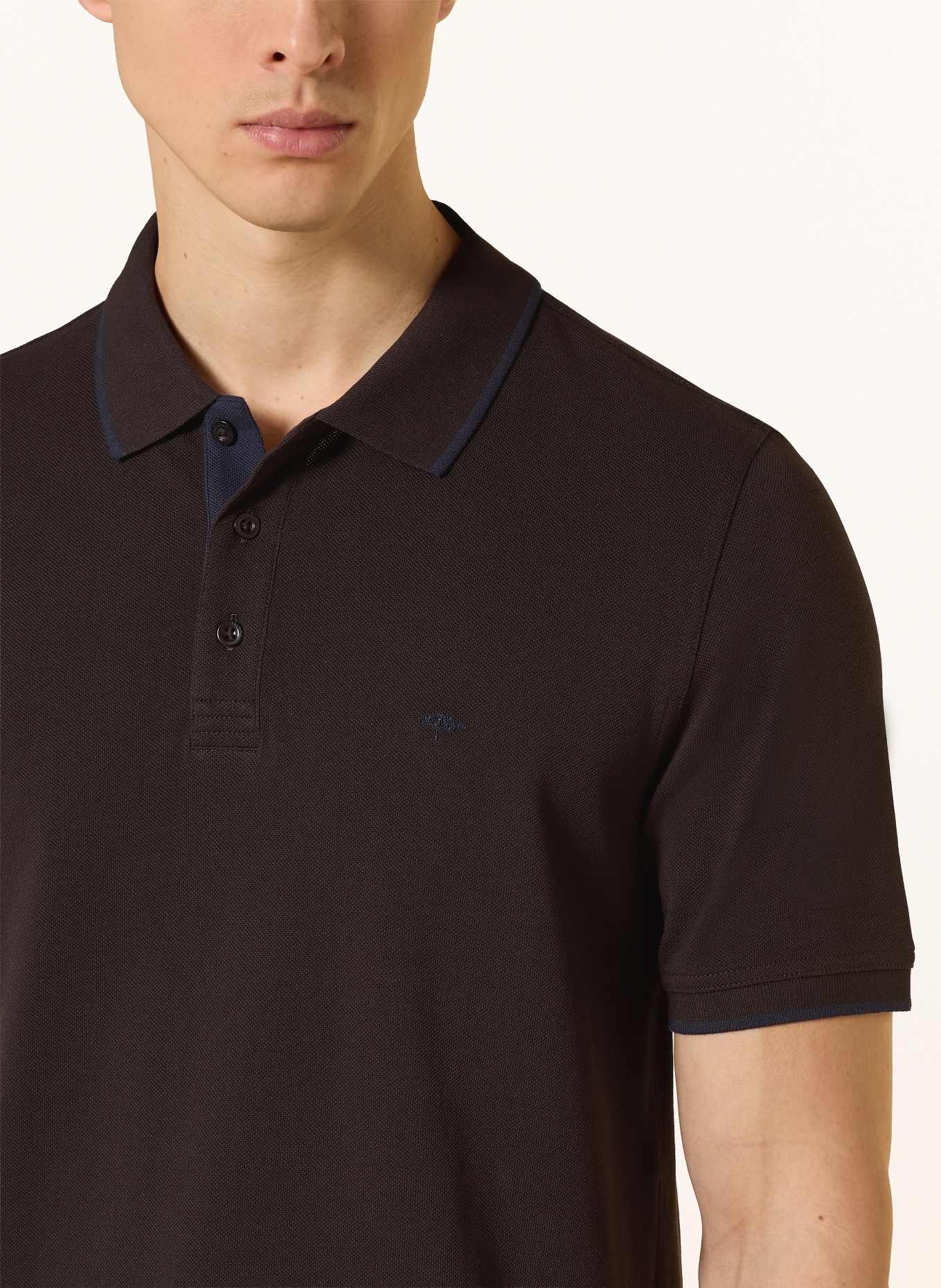 FYNCH-HATTON Picqué-Poloshirt Regular Fit: DUNKELBRAUN / DUNKELBLAU