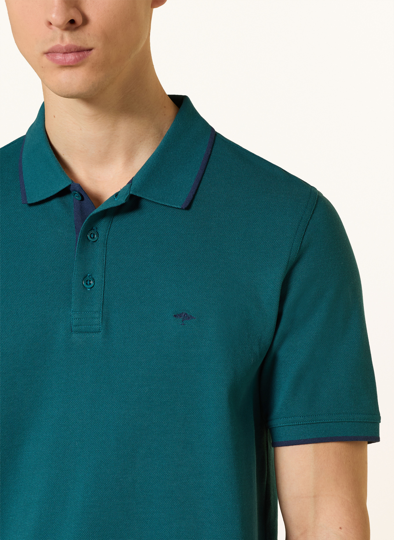 FYNCH-HATTON Picqué-Poloshirt Regular Fit: PETROL / DUNKELBLAU