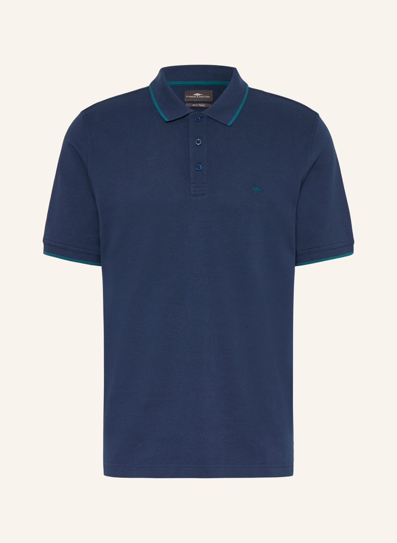 FYNCH-HATTON Picqué-Poloshirt Regular Fit: DUNKELBLAU / PETROL