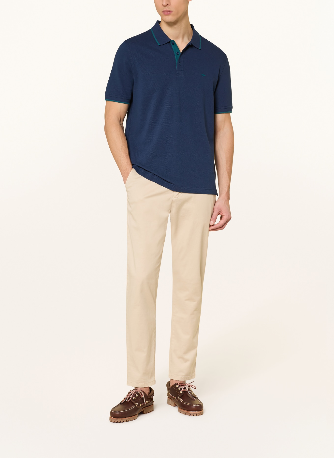 FYNCH-HATTON Picqué-Poloshirt Regular Fit: DUNKELBLAU / PETROL
