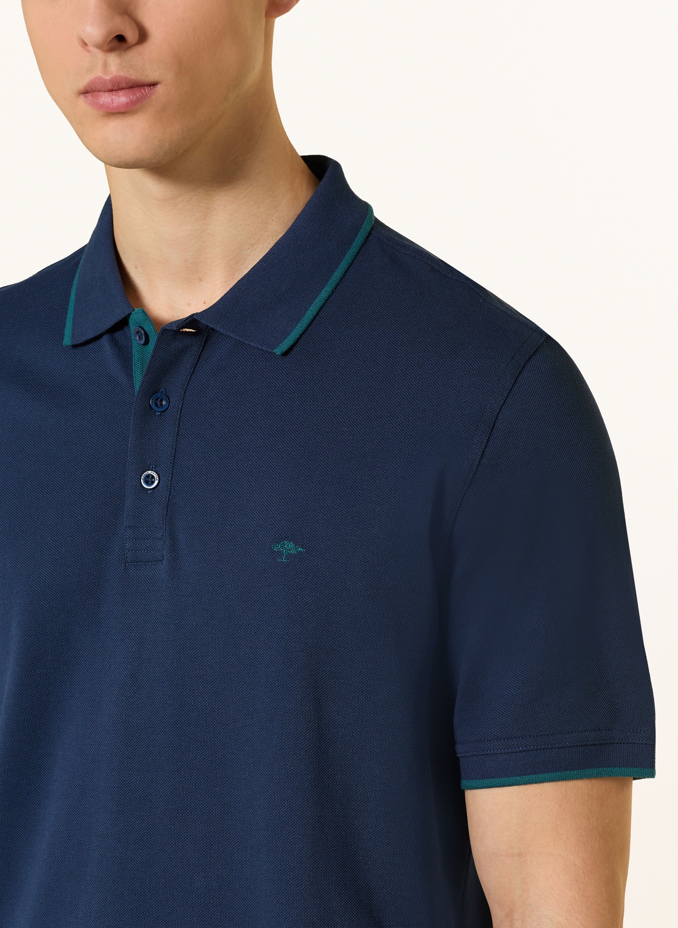 FYNCH-HATTON Picqué-Poloshirt Regular Fit: DUNKELBLAU / PETROL