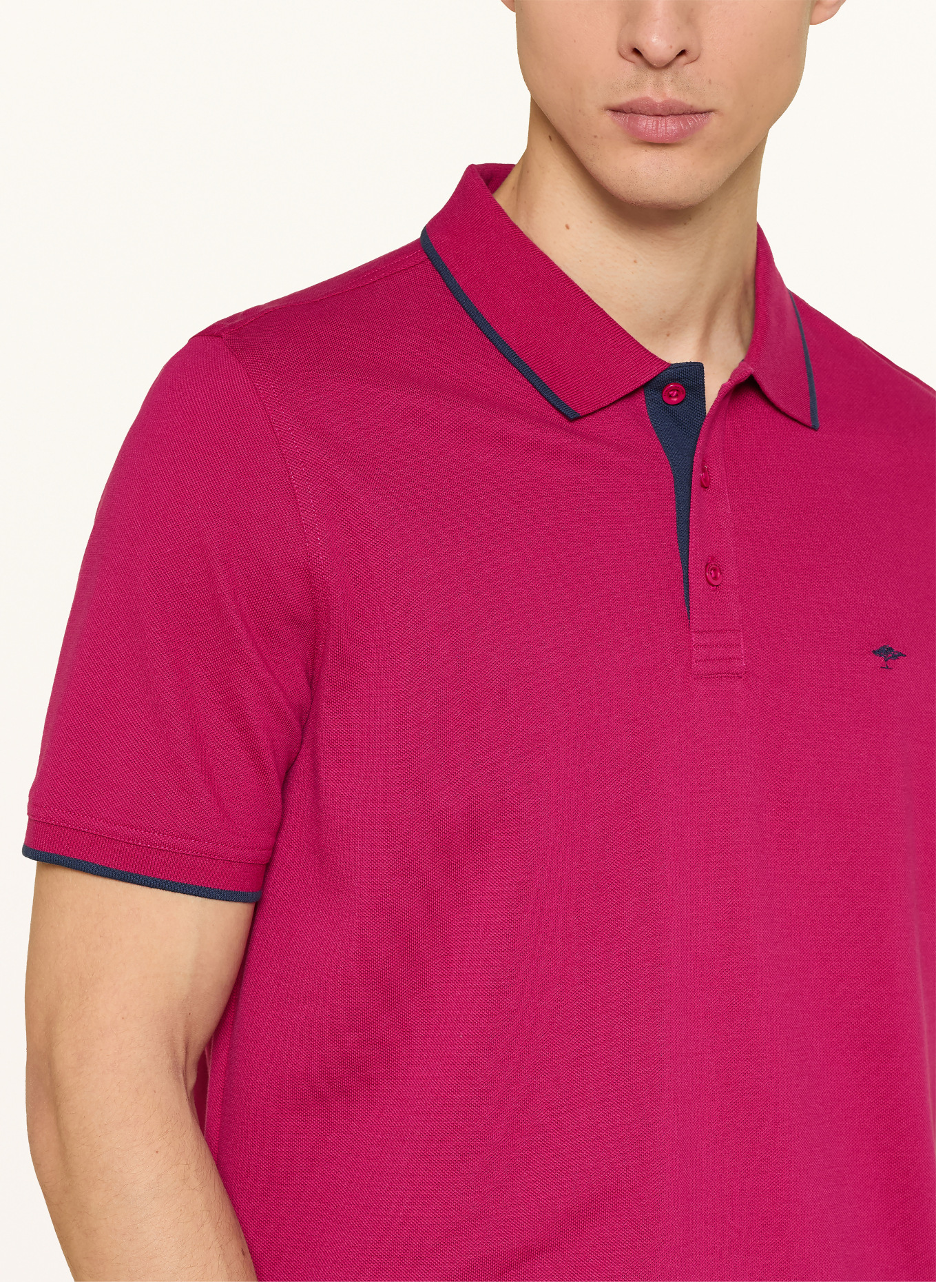 FYNCH-HATTON Picqué-Poloshirt Regular Fit: FUCHSIA / DUNKELBLAU