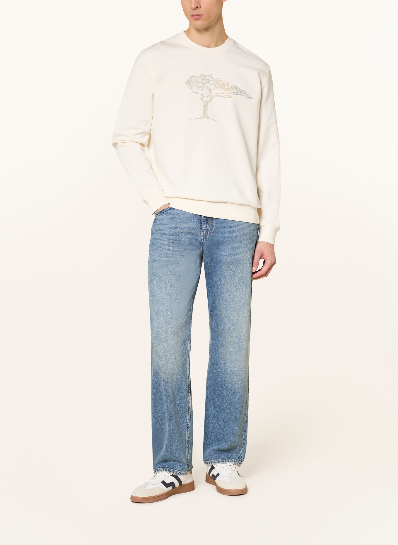 FYNCH-HATTON Sweatshirt: WEISS / HELLGRAU / GRAU