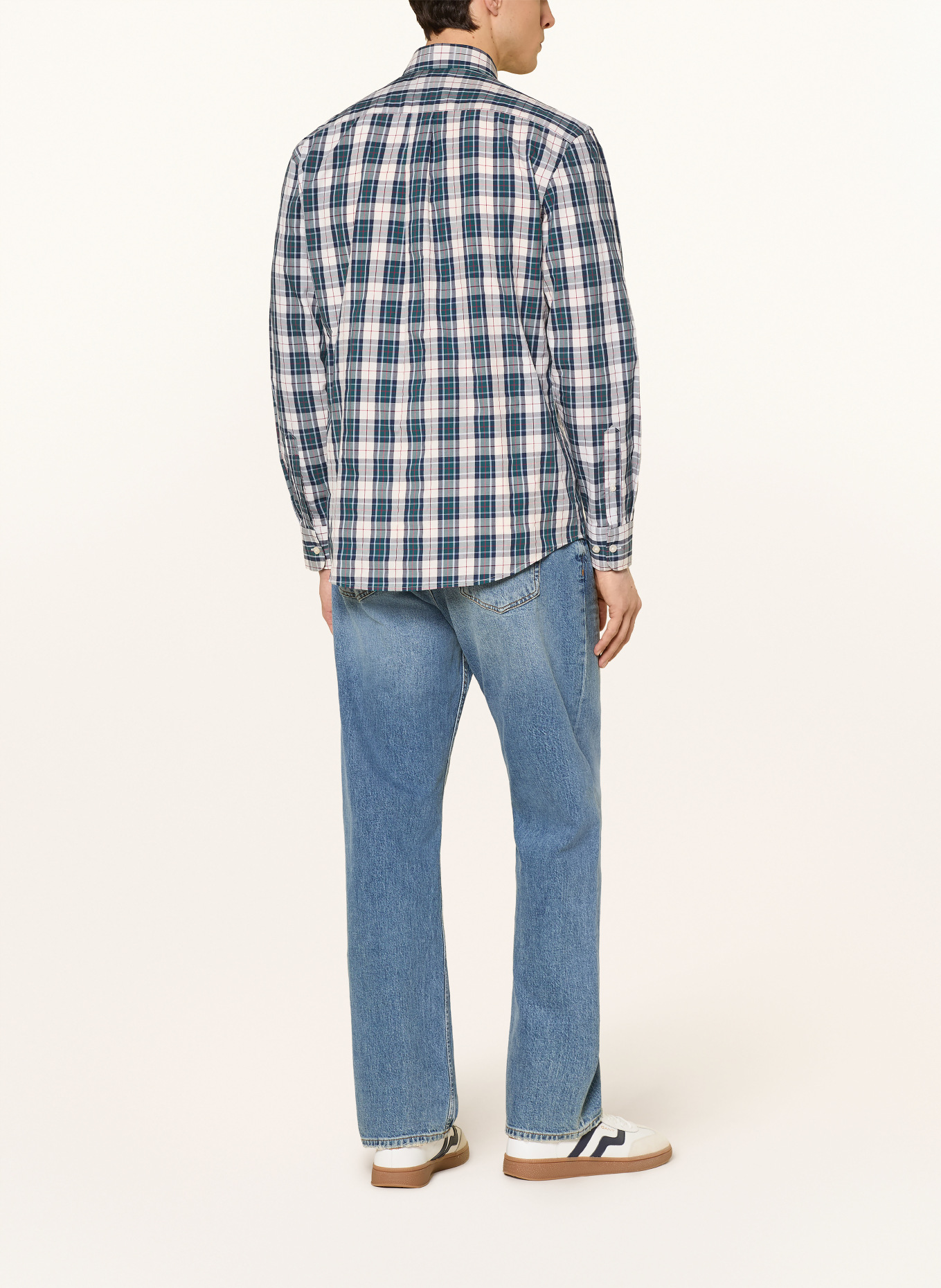 FYNCH-HATTON Hemd Comfort Fit: CREME / GRÜN / DUNKELBLAU