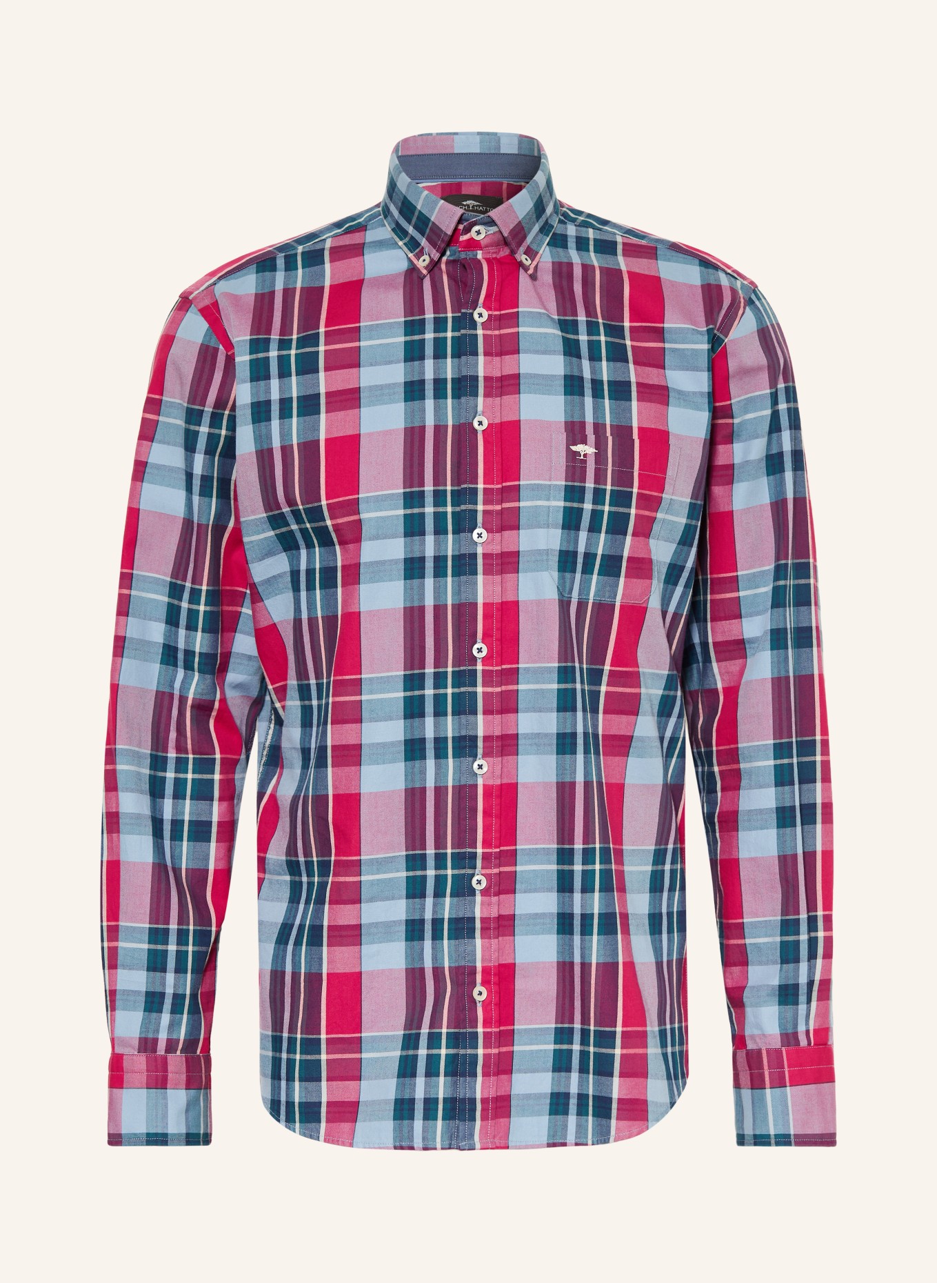 FYNCH-HATTON Hemd Regular Fit: HELLBLAU / NEONPINK / GRÜN