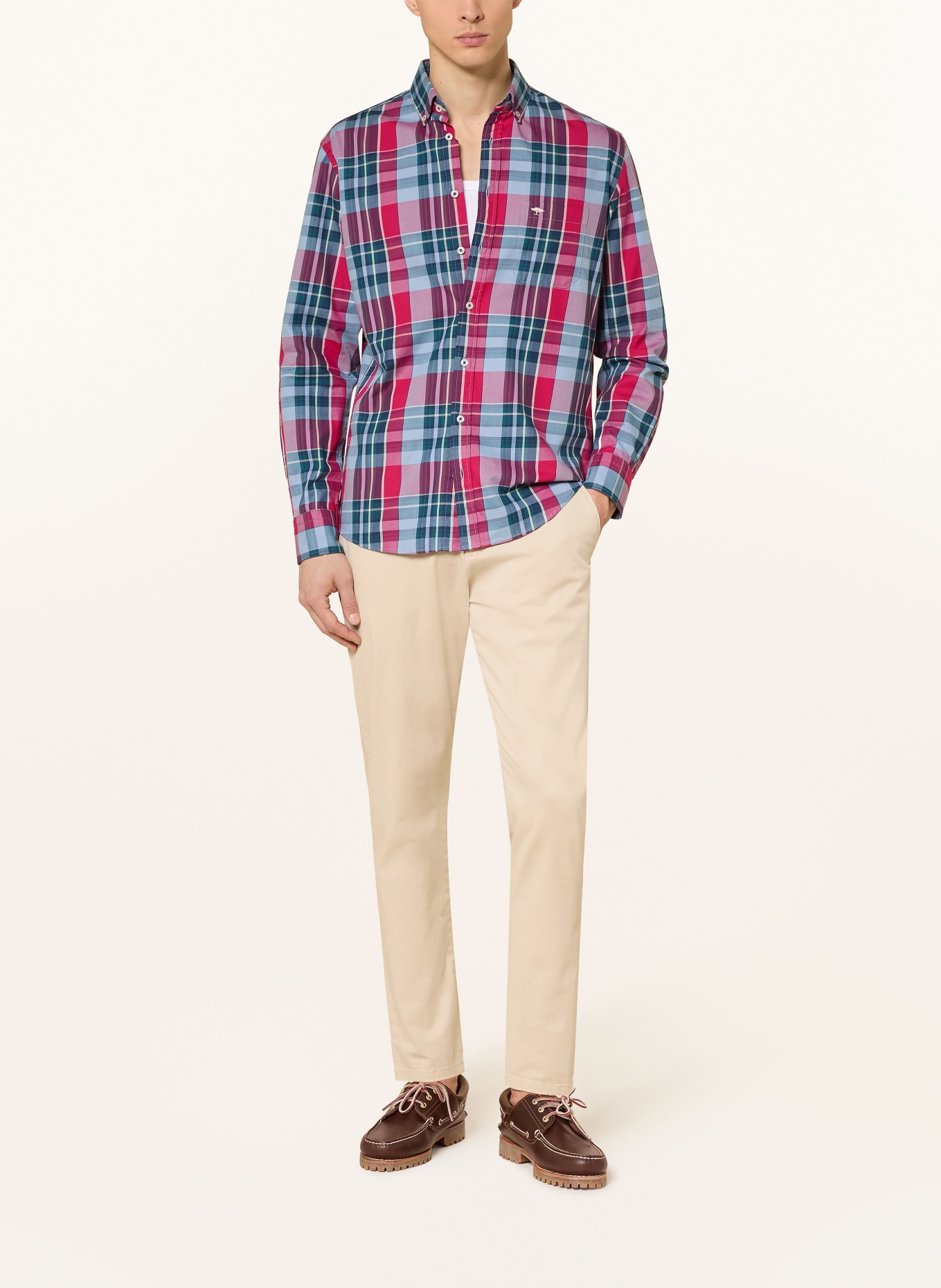 FYNCH-HATTON Hemd Regular Fit: HELLBLAU / NEONPINK / GRÜN