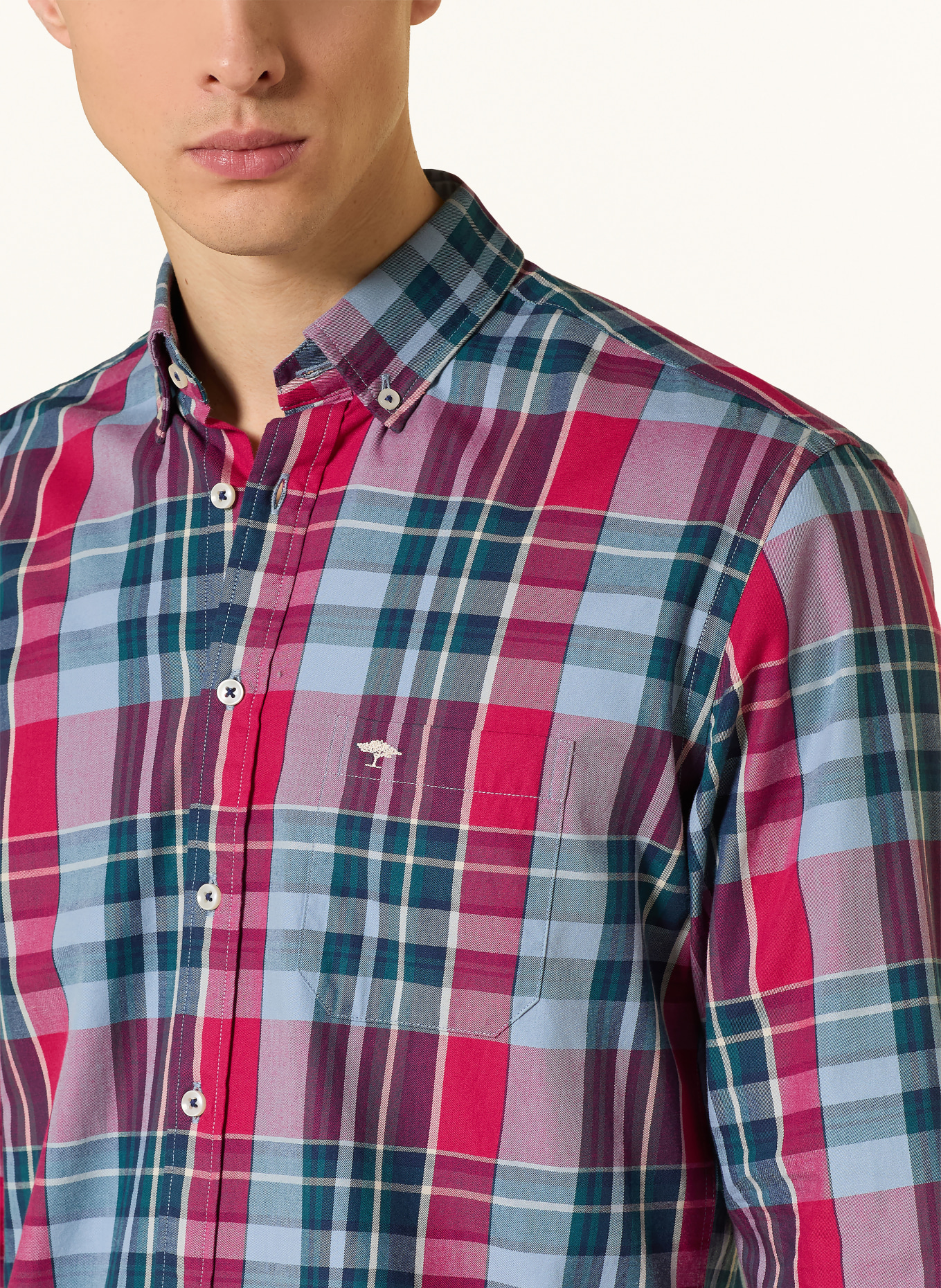 FYNCH-HATTON Hemd Regular Fit: HELLBLAU / NEONPINK / GRÜN