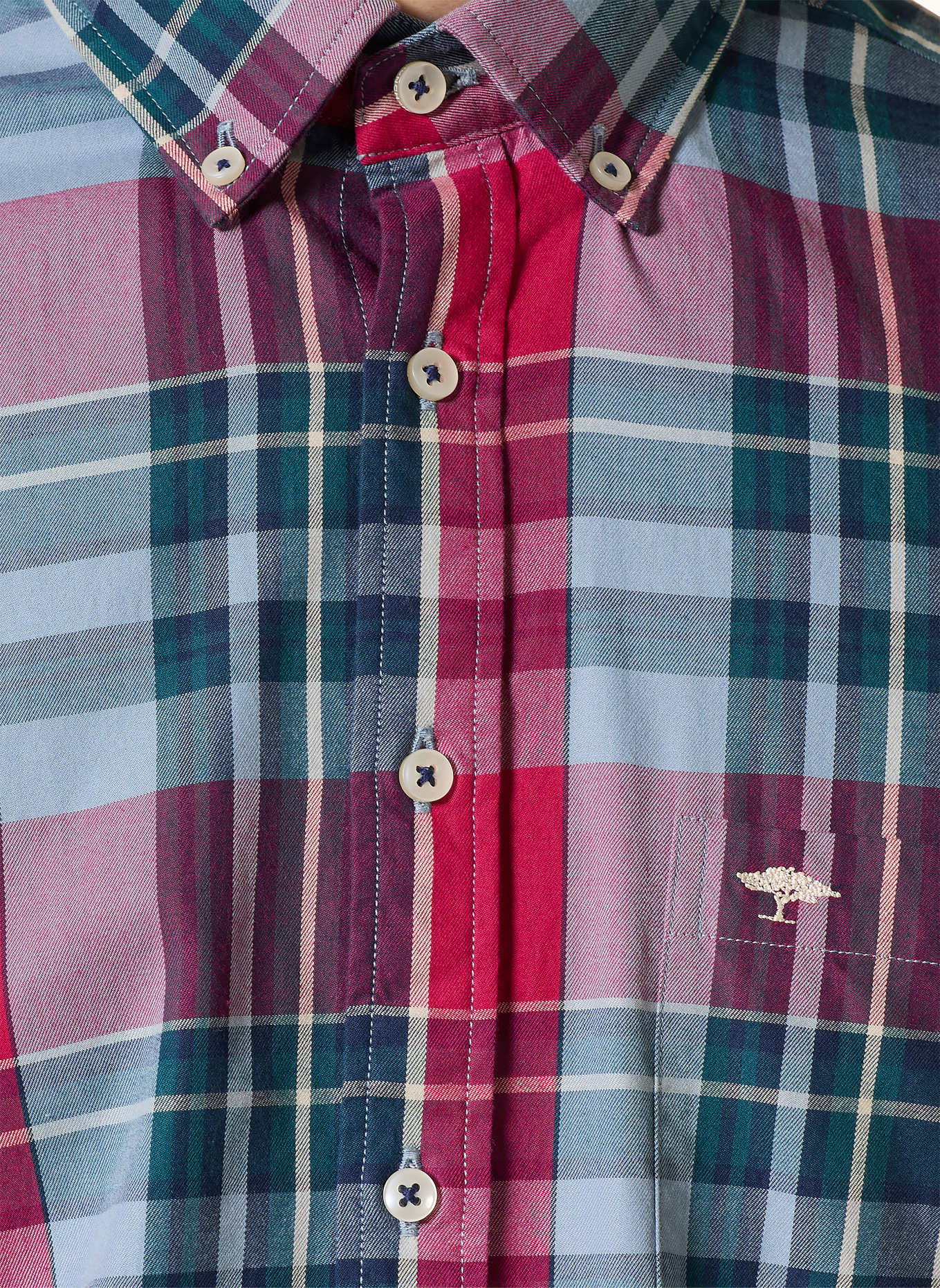 FYNCH-HATTON Hemd Regular Fit: HELLBLAU / NEONPINK / GRÜN