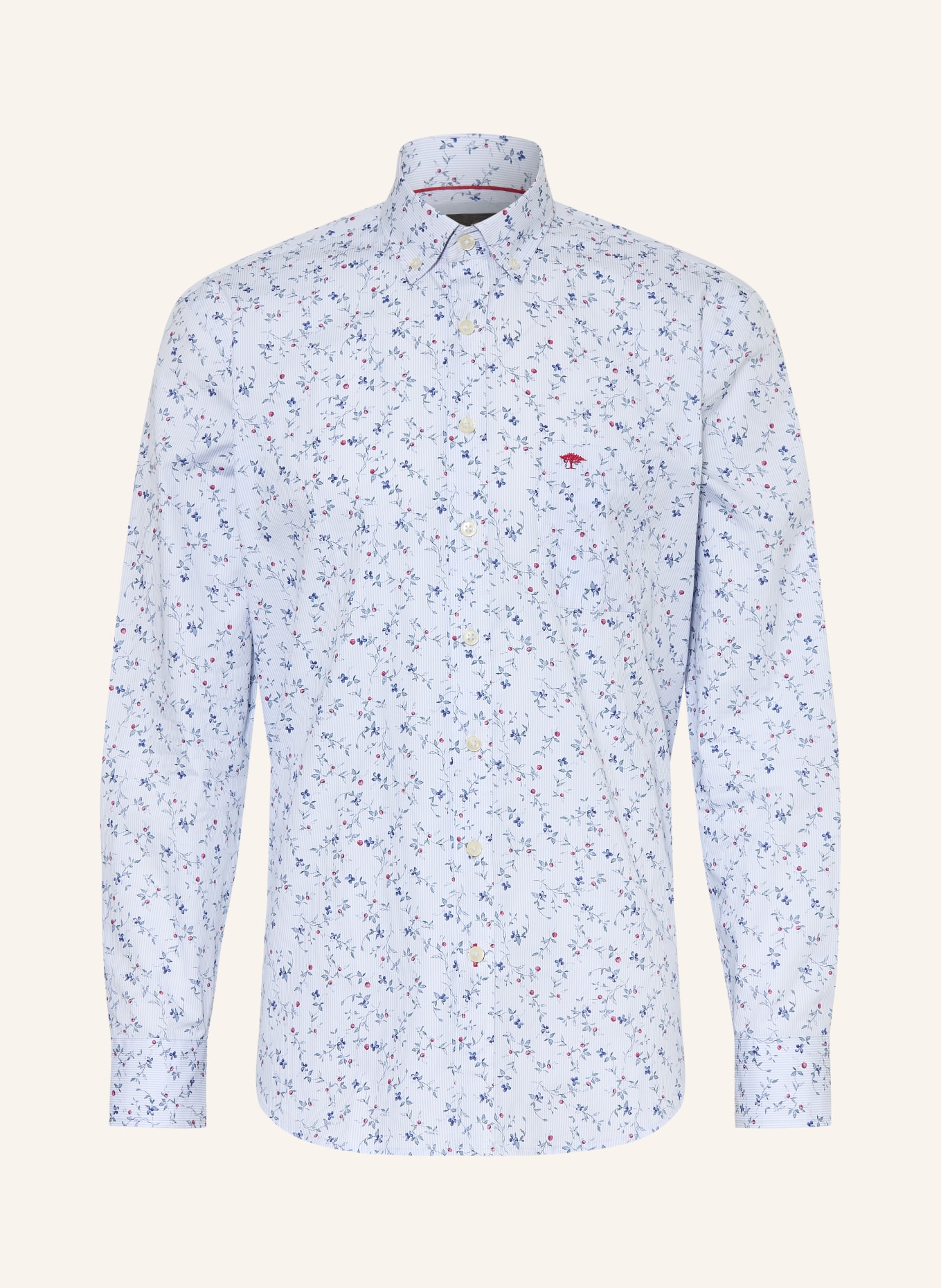 FYNCH-HATTON Chemise coupe classique: BLEU CLAIR / ROUGE / BLEU FONCÉ