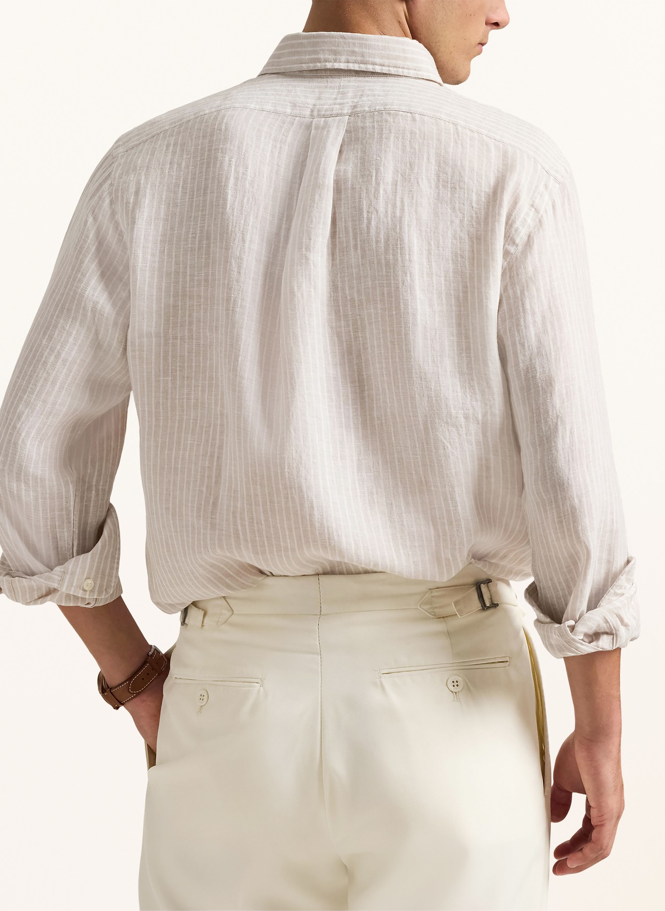 POLO RALPH LAUREN Custom Fit linen shirt: BEIGE / ECRU