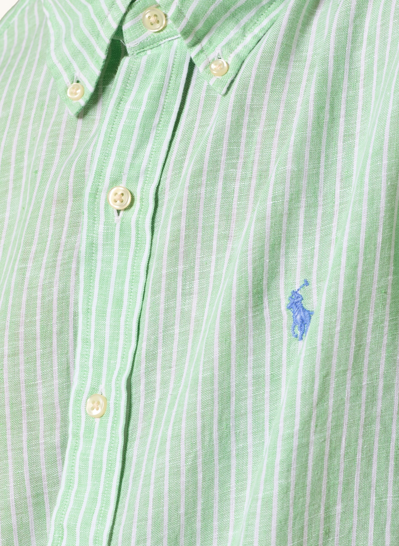 POLO RALPH LAUREN Leinenhemd Custom Fit: HELLGRÜN / WEISS
