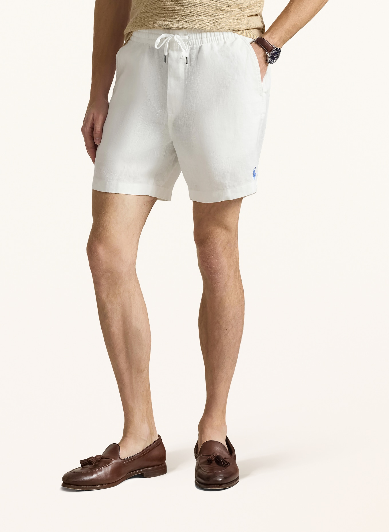 POLO RALPH LAUREN short en lin: BLANC