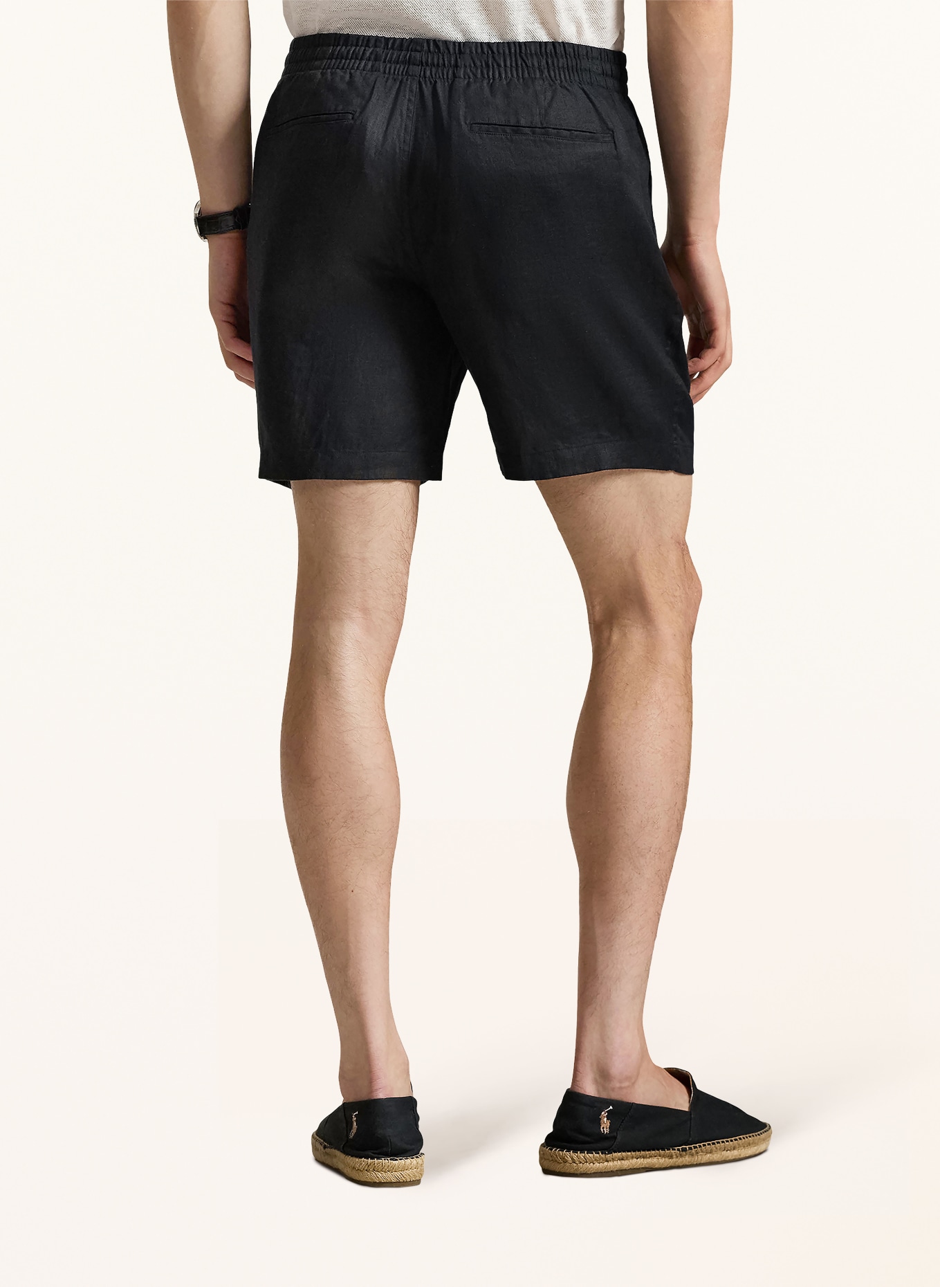 POLO RALPH LAUREN lněné šortky: ČERNÁ