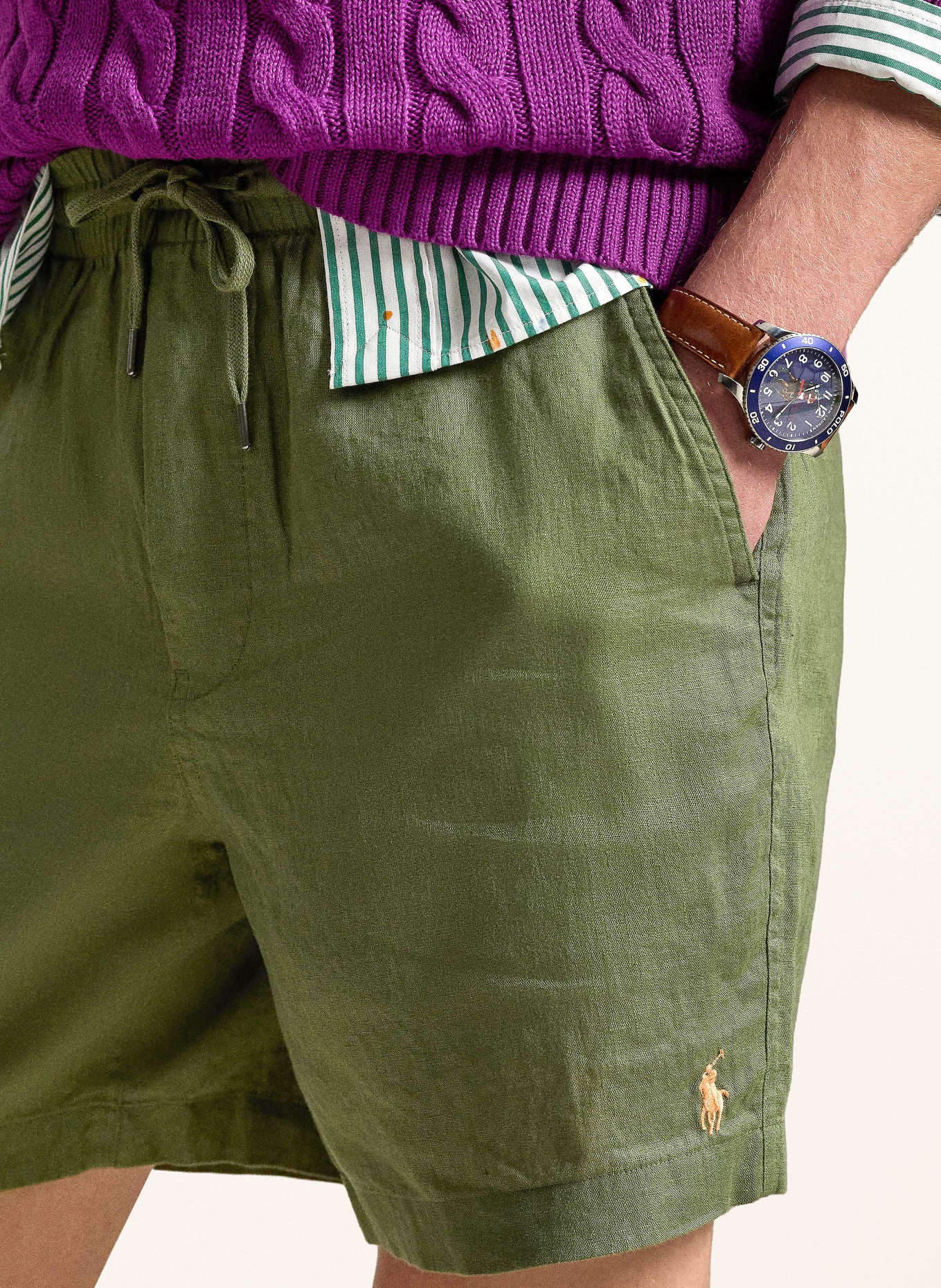 POLO RALPH LAUREN Linnen short: OLIJF