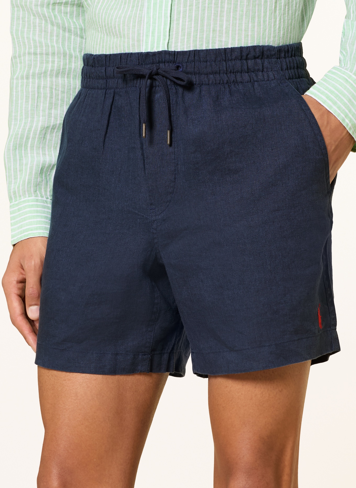 POLO RALPH LAUREN lněné šortky: TMAVĚ MODRÁ