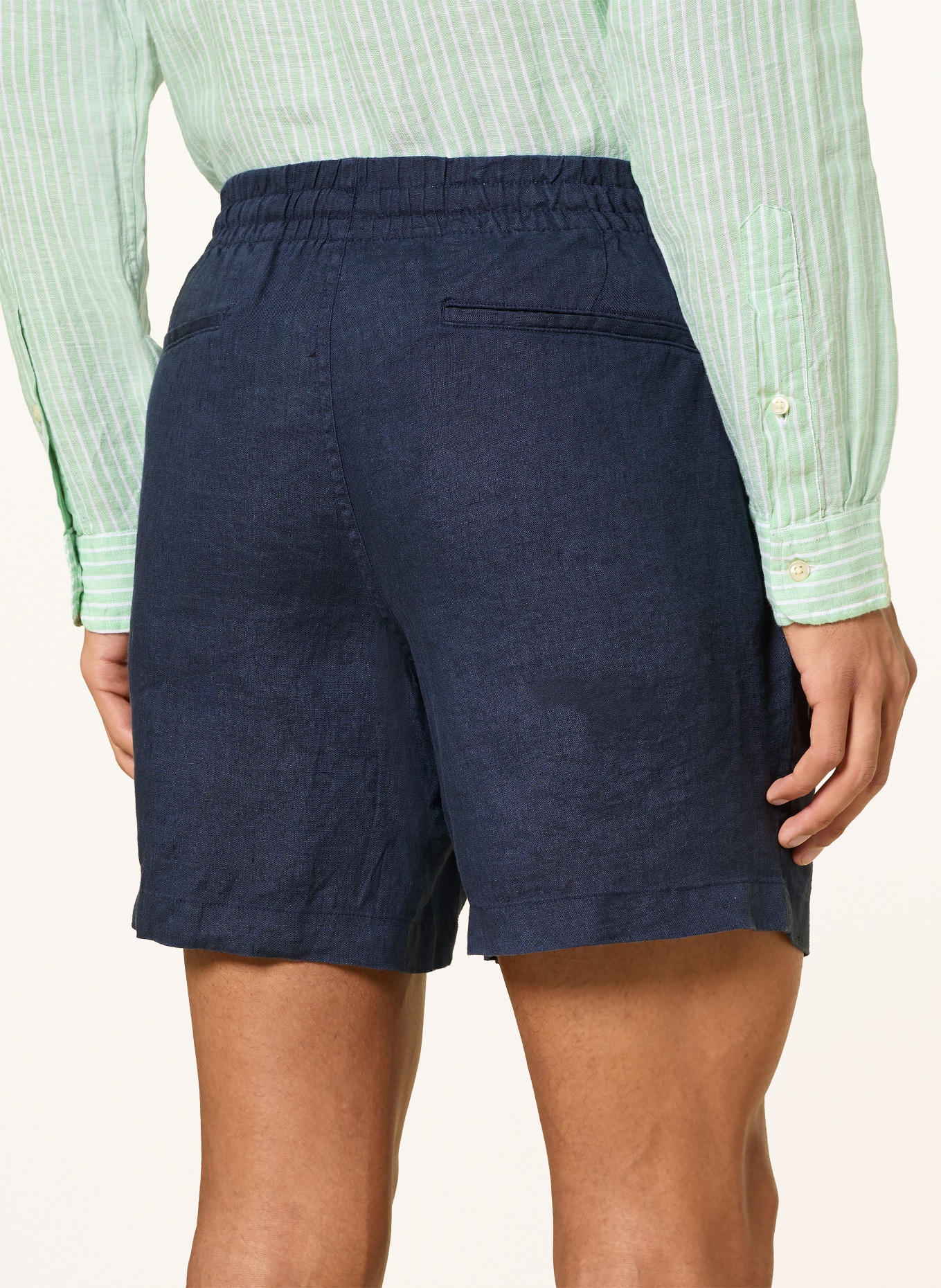 POLO RALPH LAUREN lněné šortky: TMAVĚ MODRÁ