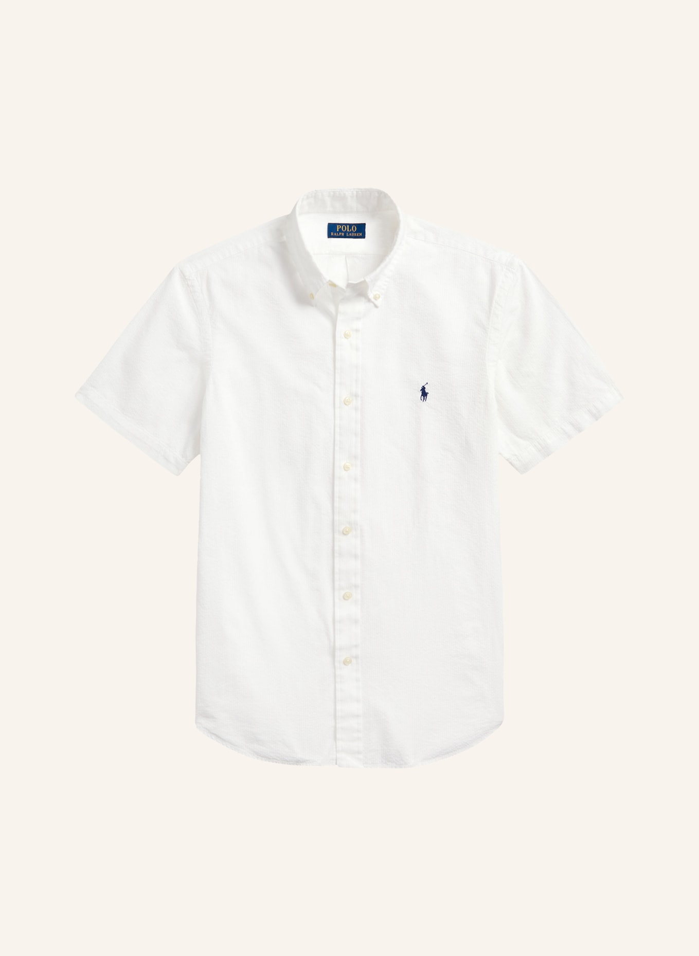 POLO RALPH LAUREN Overhemd met korte mouwen, Custom Fit: WIT / DONKERBLAUW