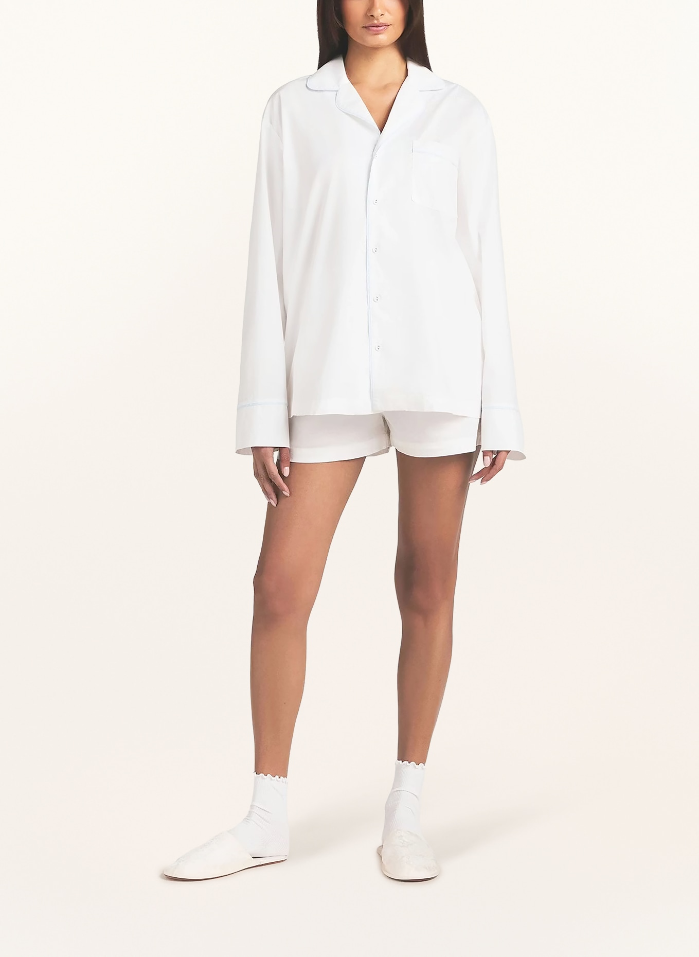 SKIMS Shorty-Schlafanzug COTTON POPLIN SLEEP: SNOW CONTRAST