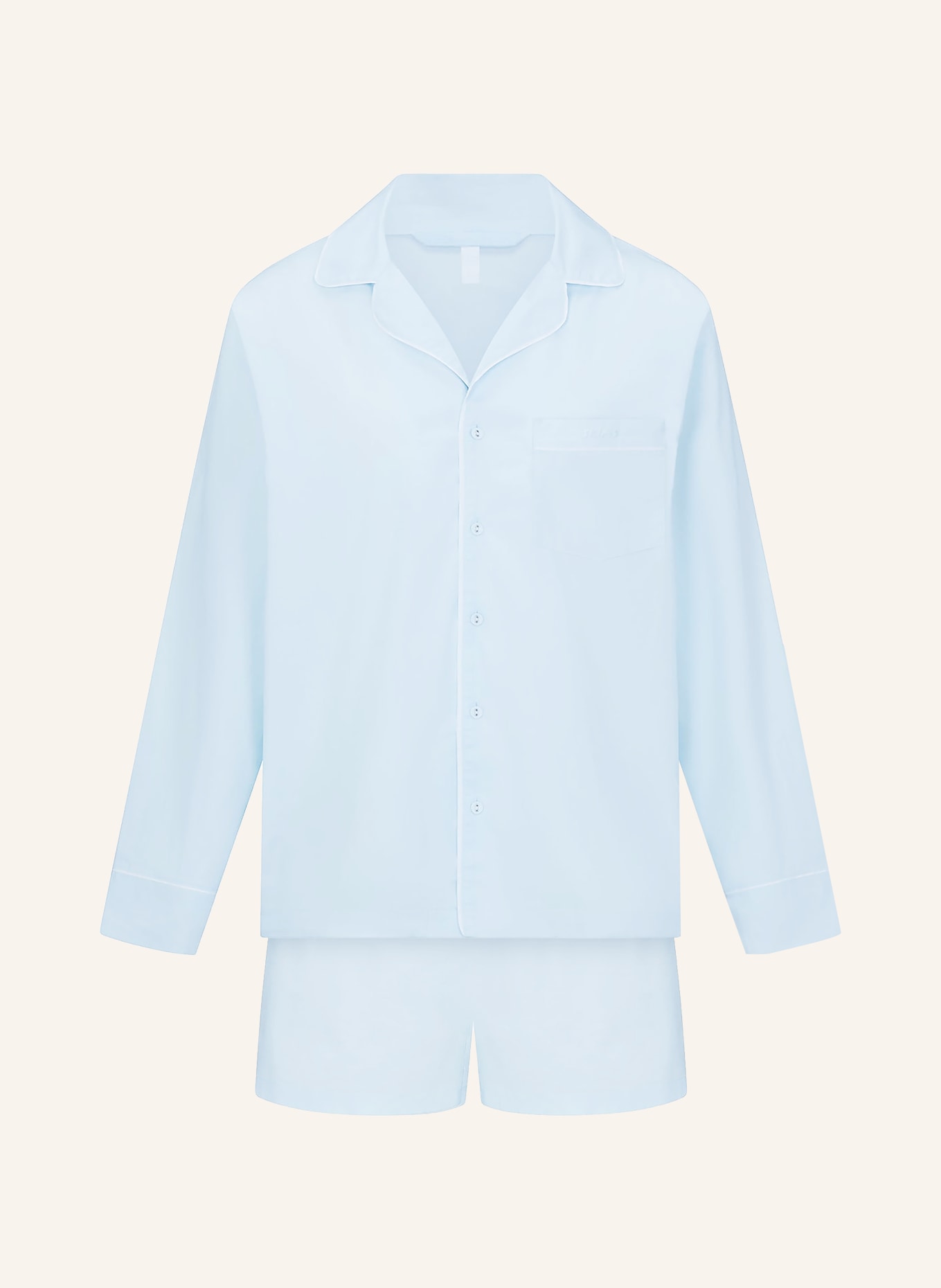 SKIMS Shorty-Schlafanzug COTTON POPLIN SLEEP: BABY BLUE CONTRAST