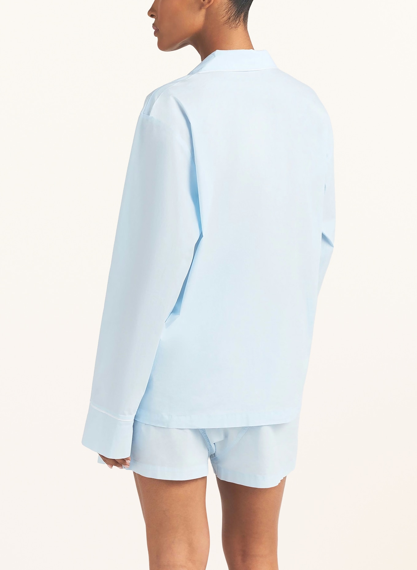 SKIMS Shorty-Schlafanzug COTTON POPLIN SLEEP: BABY BLUE CONTRAST