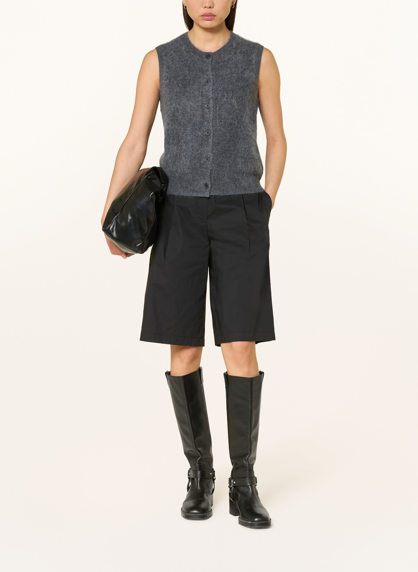 darling harbour Gebreid vest van kasjmier: DARK GREY MELANGE