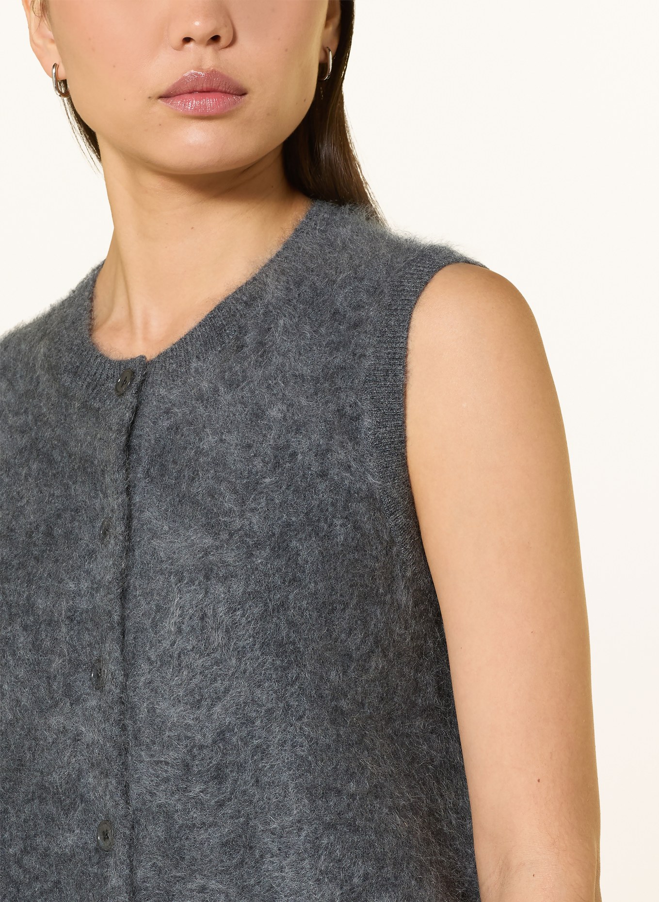 darling harbour Gebreid vest van kasjmier: DARK GREY MELANGE