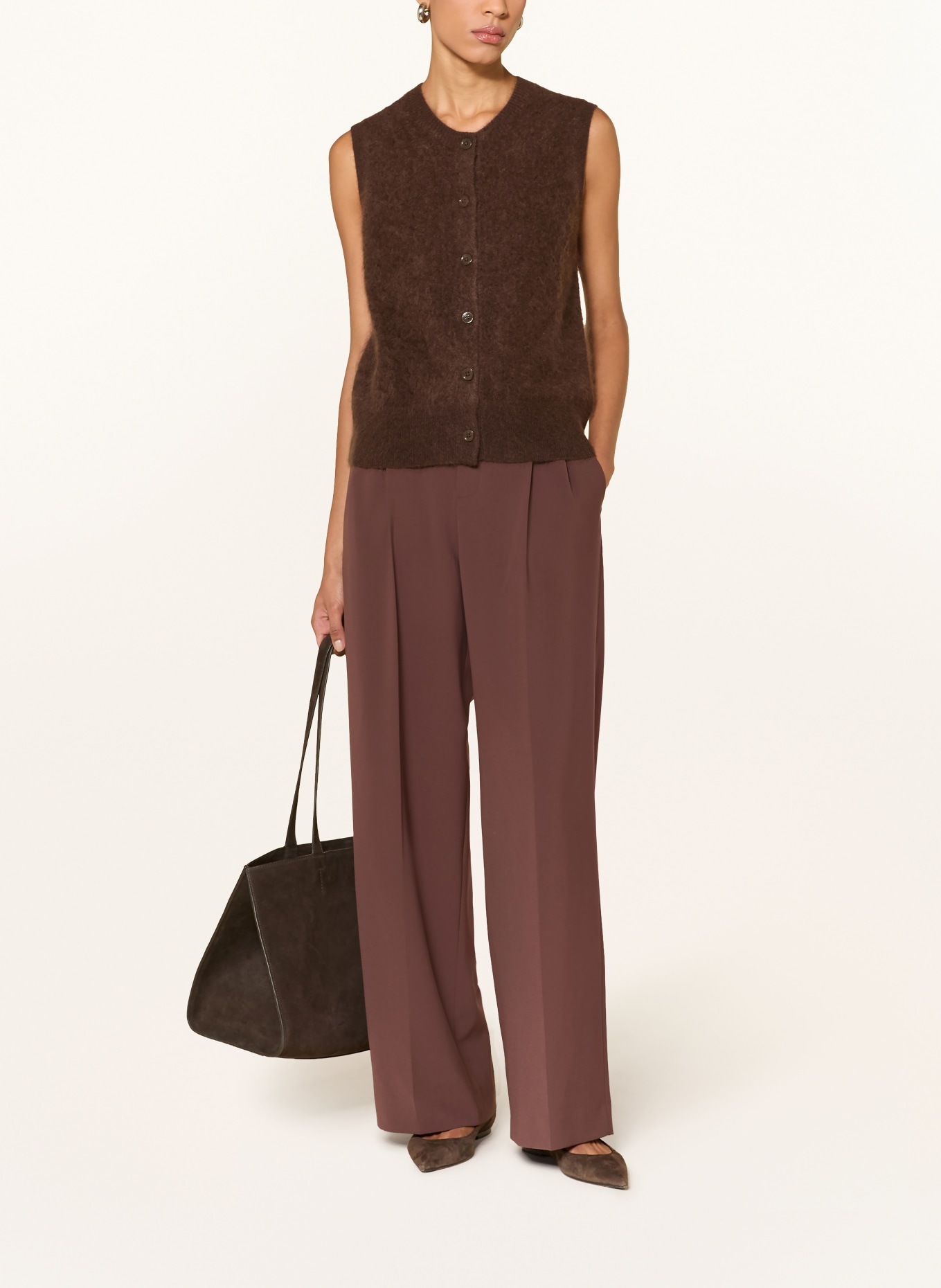 darling harbour Gebreid vest van kasjmier: DARK BROWN