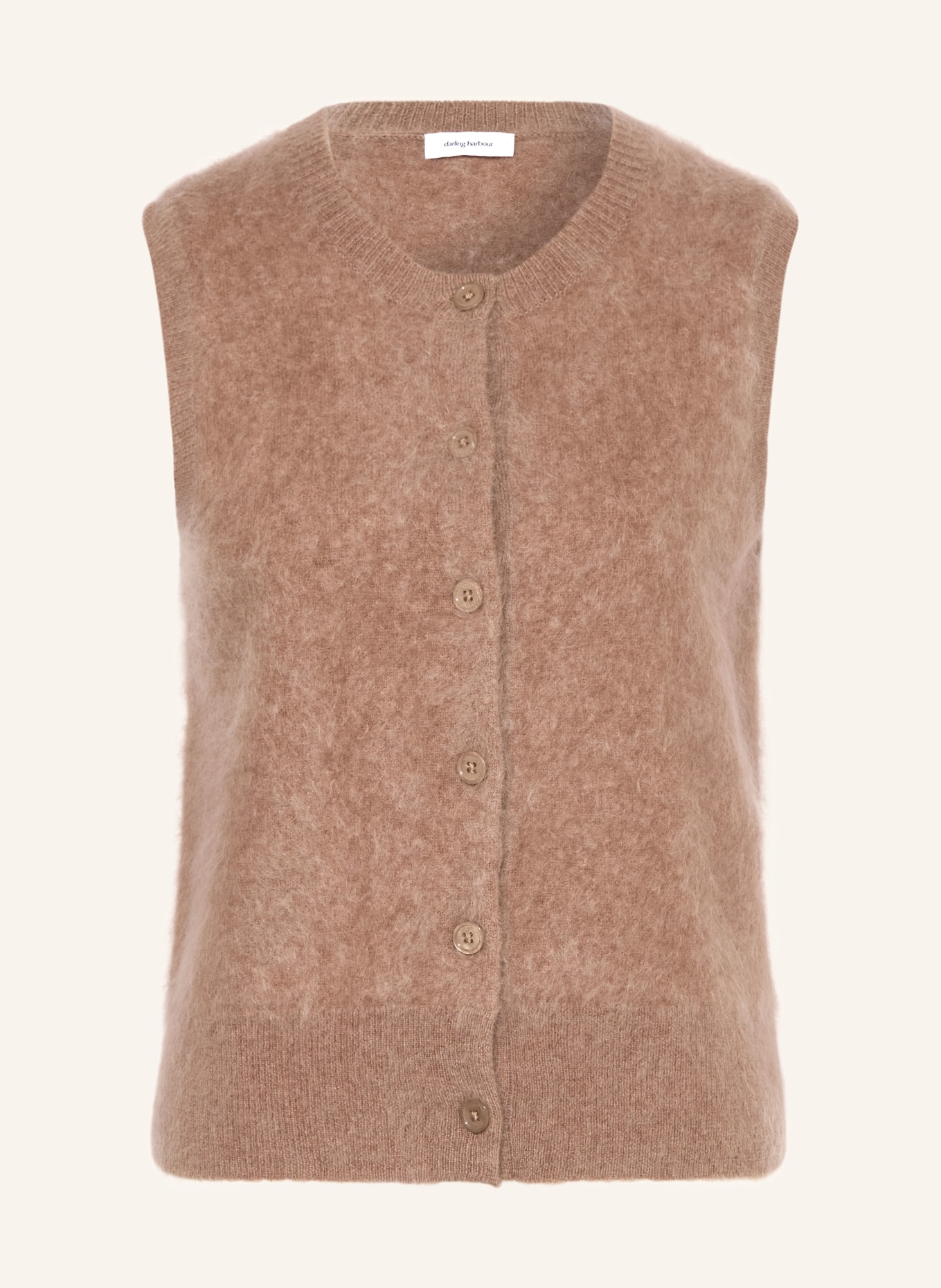 darling harbour Gebreid vest van kasjmier: DARK CAMEL