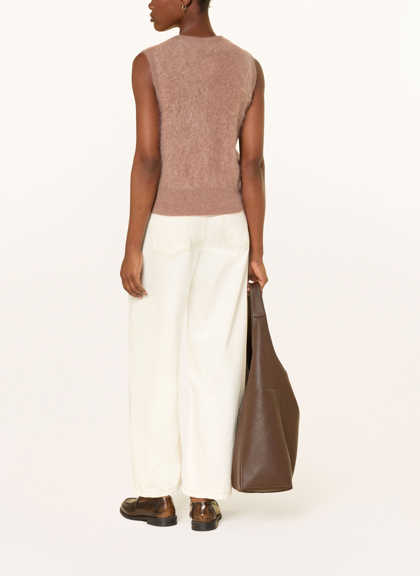 darling harbour Gebreid vest van kasjmier: DARK CAMEL