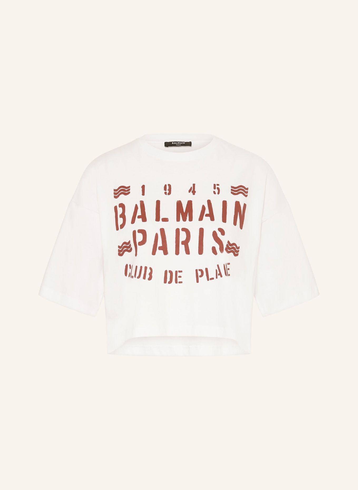 BALMAIN T-Shirt: WEISS / DUNKELBRAUN